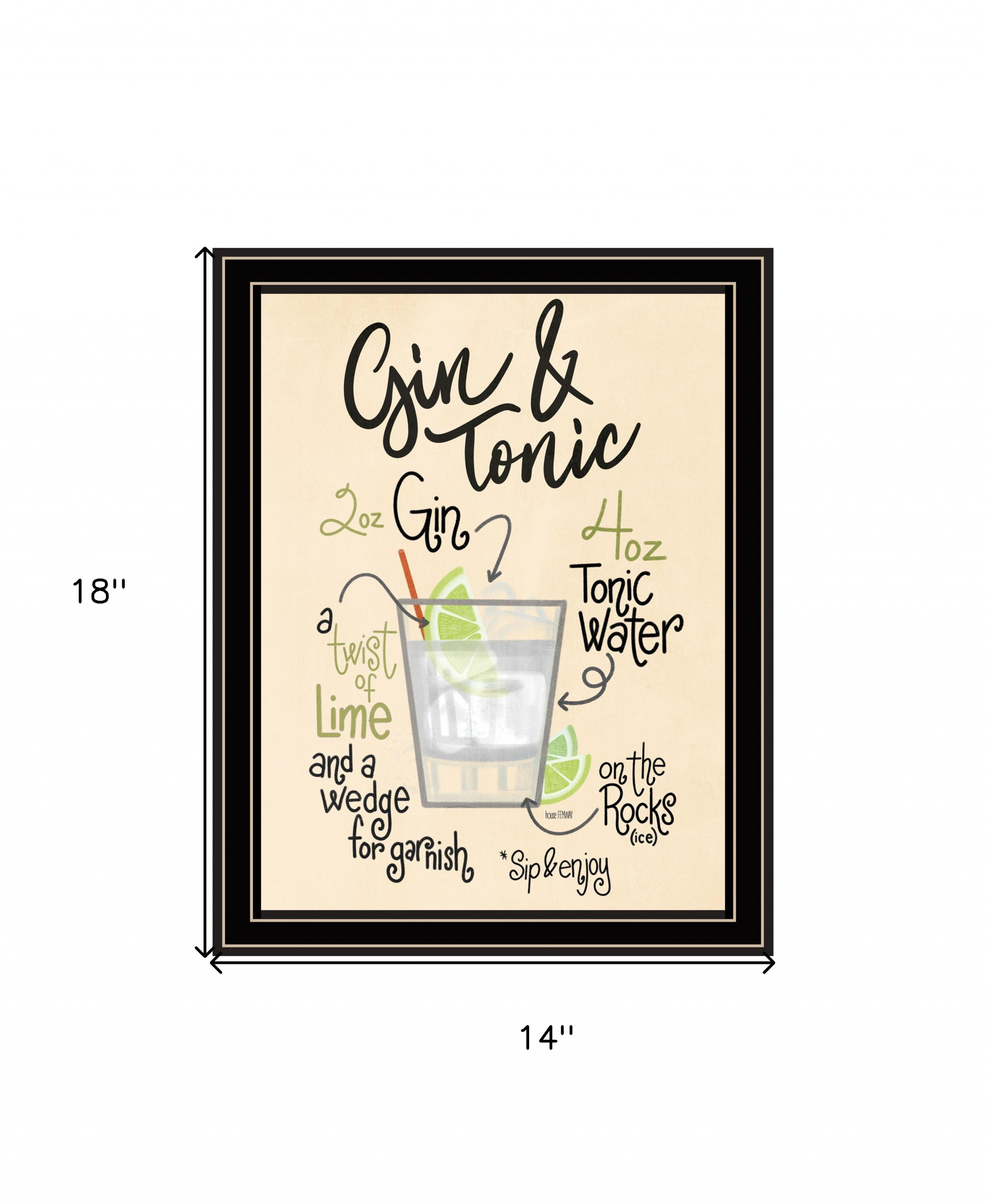 Gin And Tonic Black Framed Print Wall Art