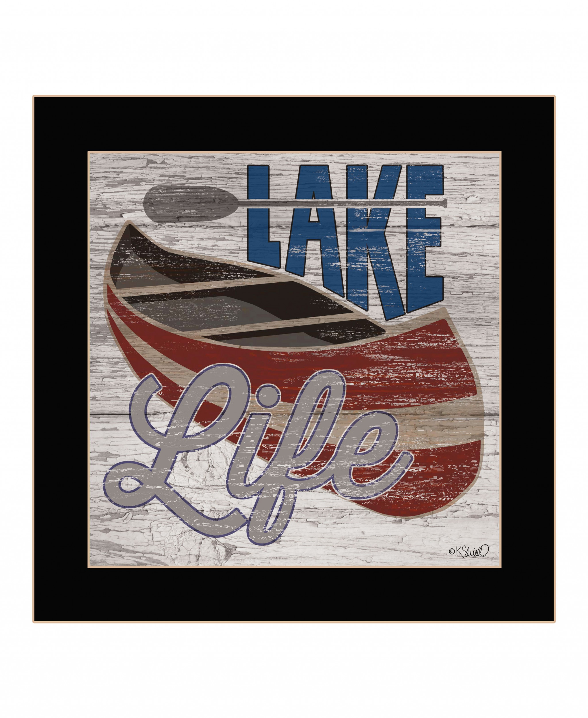 Lake Life Canoe 1 Black Framed Print Wall Art-416171-1