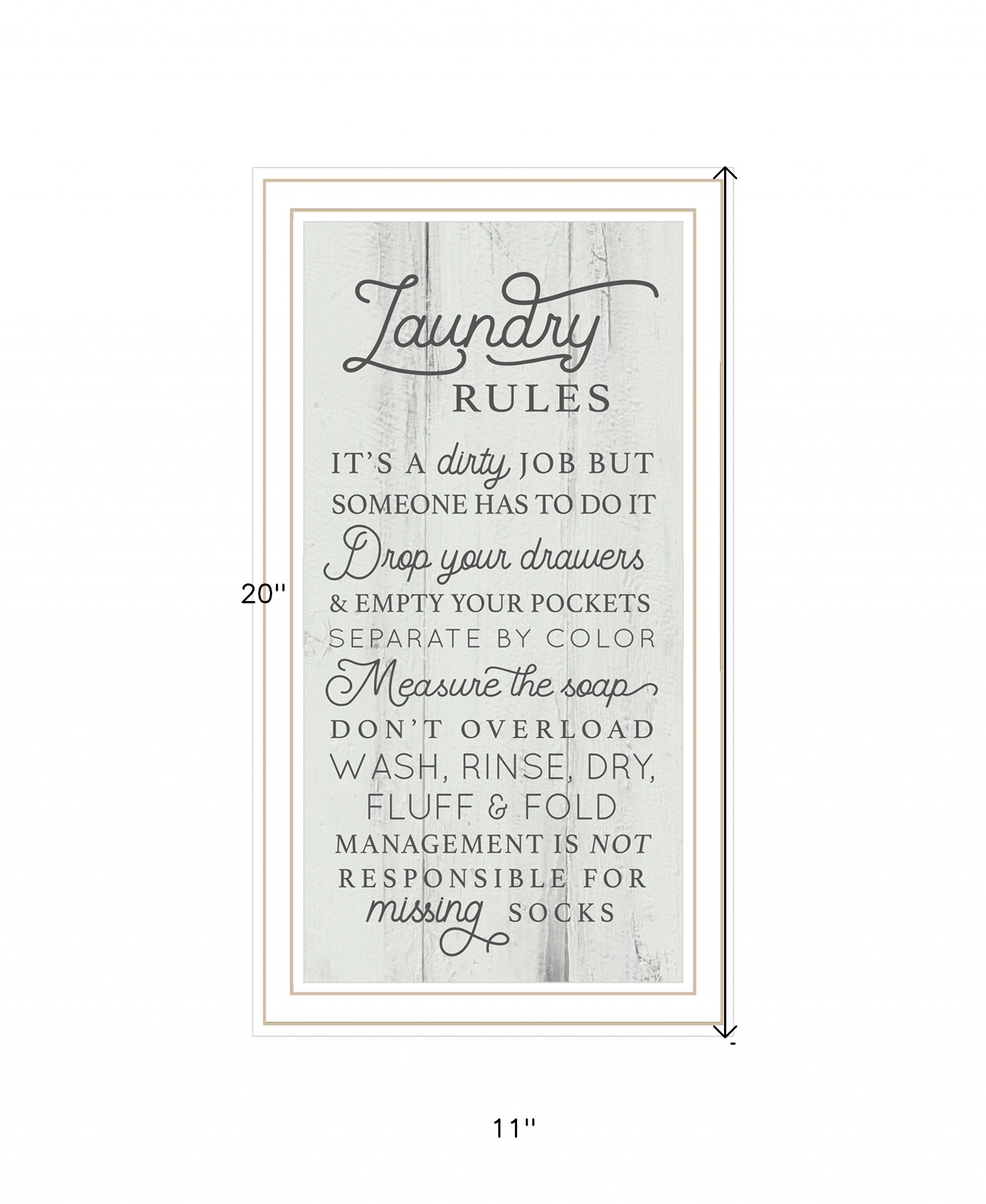 Laundry Rules 2 White Framed Print Wall Art