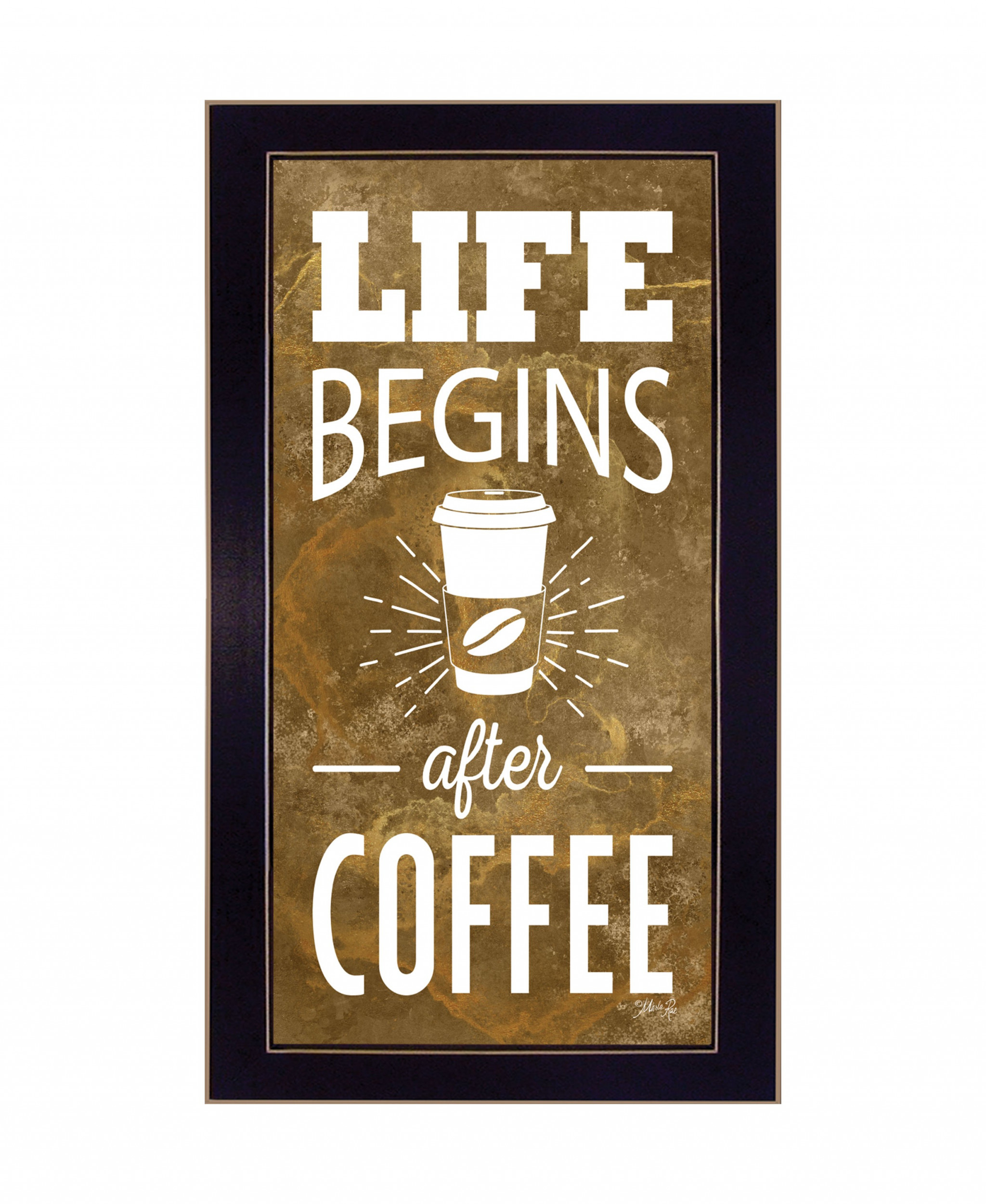 Life Begins After Coffee Black Framed Print Wall Art-416230-1