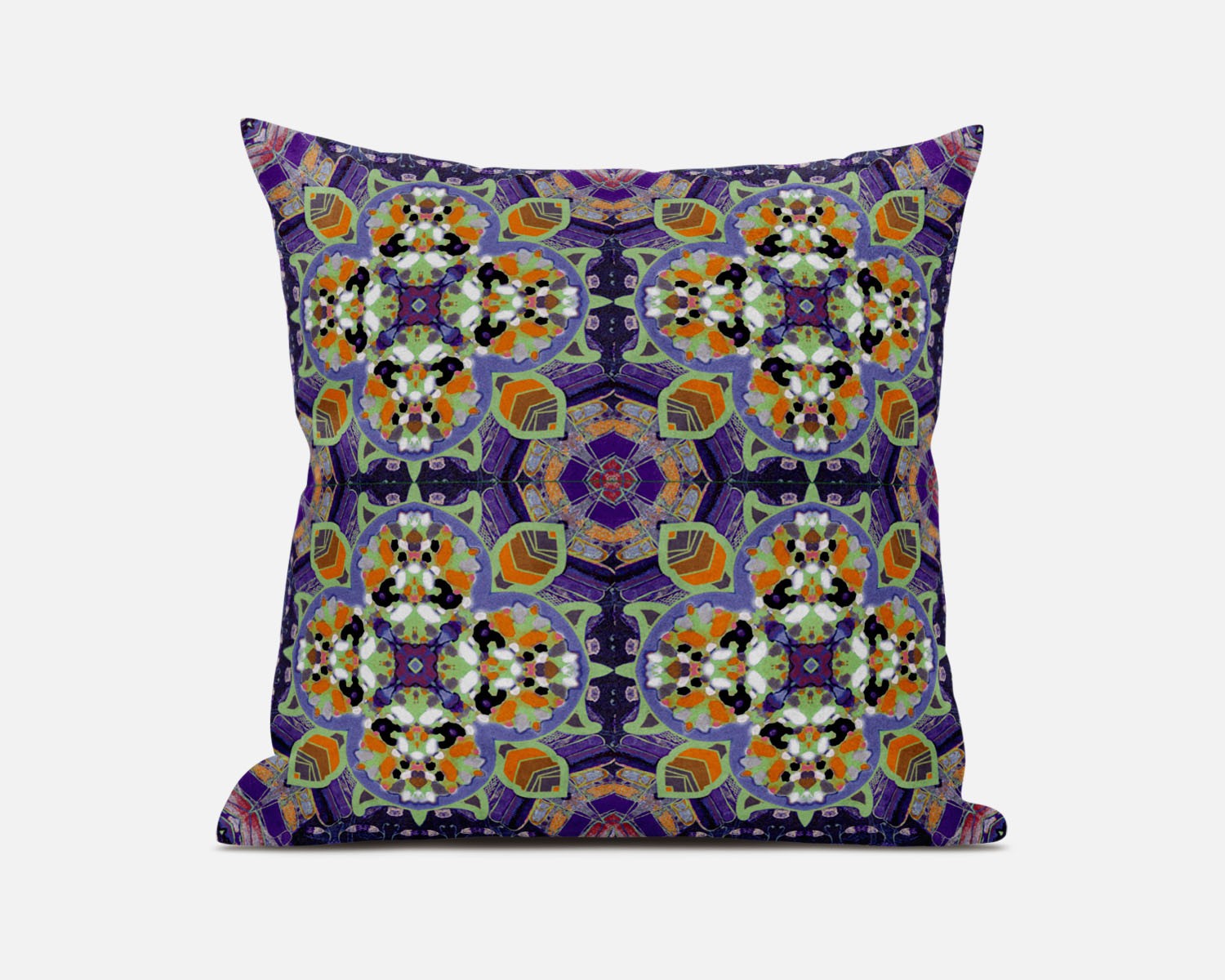 18" X 18" Purple and Orange Quatrefoil Suede Zippered Pillow-417992-1