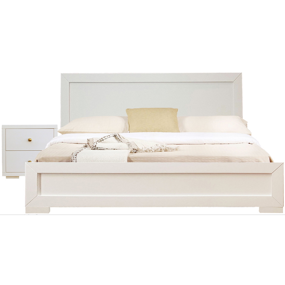 Moma White Wood Platform Twin Bed With Nightstand-467628-1