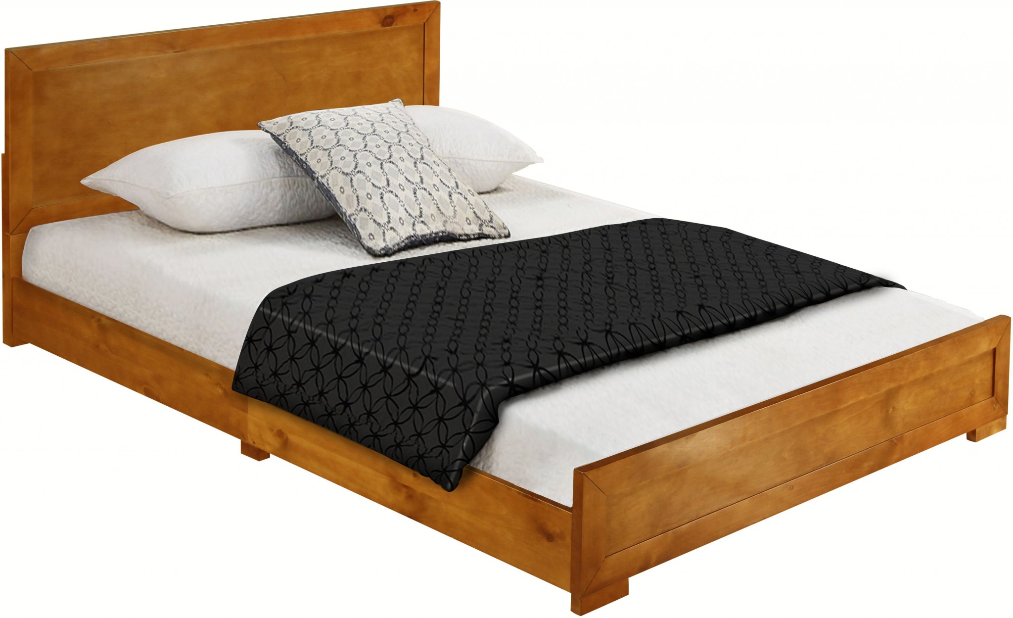 Moma Oak Wood Platform King Bed With Two Nightstands