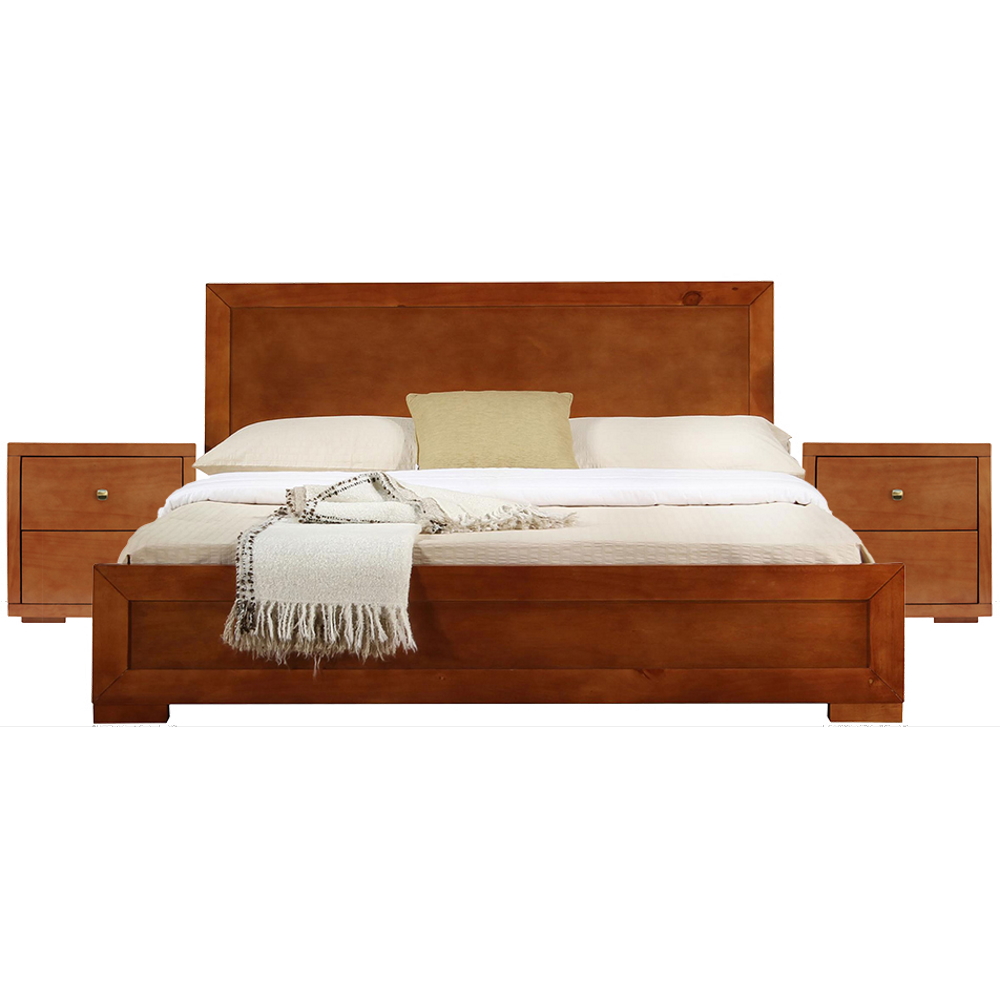 Moma Cherry Wood Platform Queen Bed With Two Nightstands-468262-1