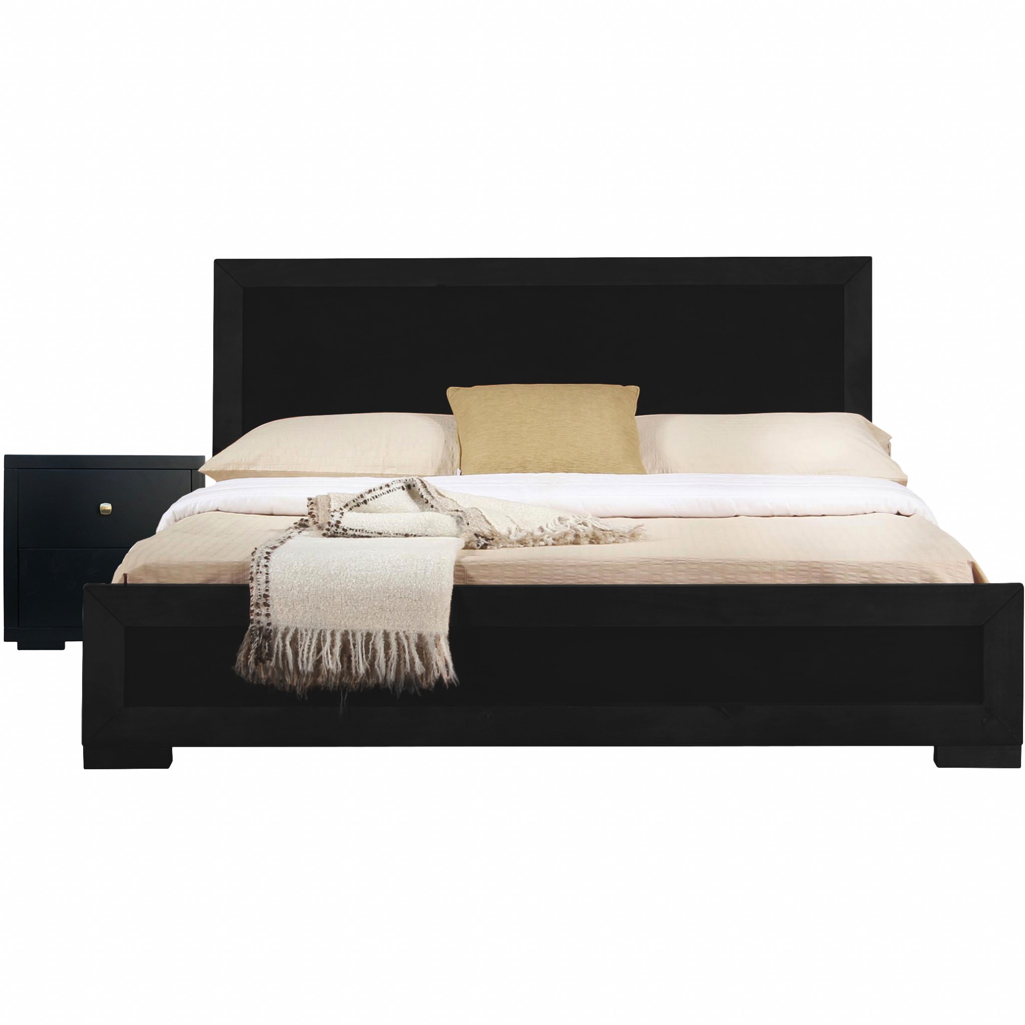Moma Black Wood Platform Full Bed With Nightstand-468267-1