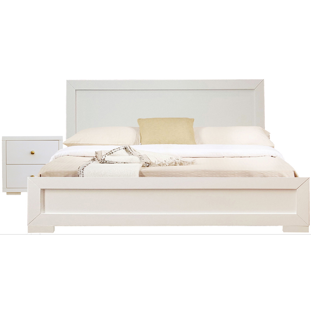 Moma White Wood Platform Full Bed With Nightstand-468268-1