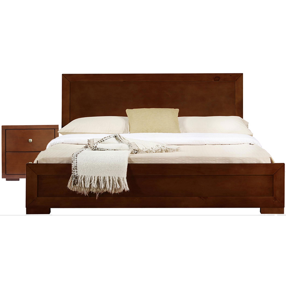 Moma Walnut Wood Platform Full Bed With Nightstand-468269-1