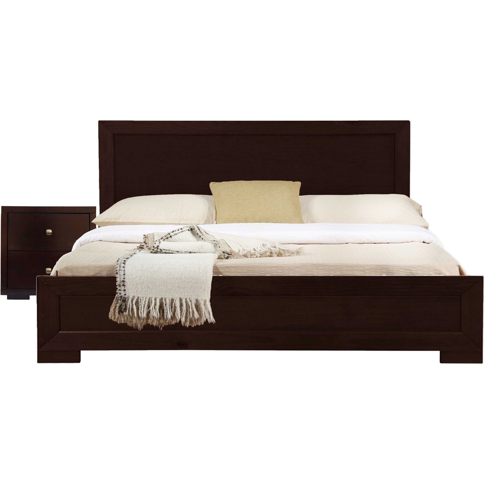 Moma Espresso Wood Platform Full Bed With Nightstand-468272-1