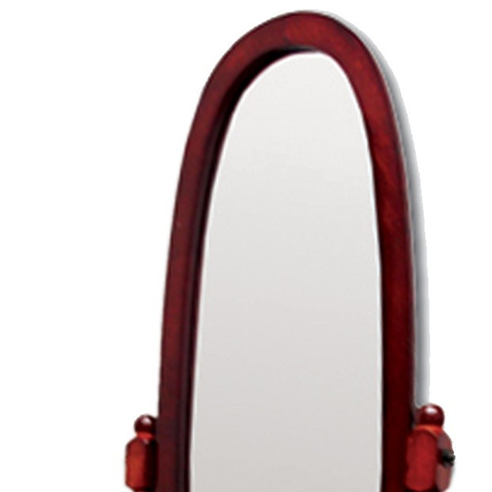 Classic Cherry Finish Cheval Standing Oval Mirror