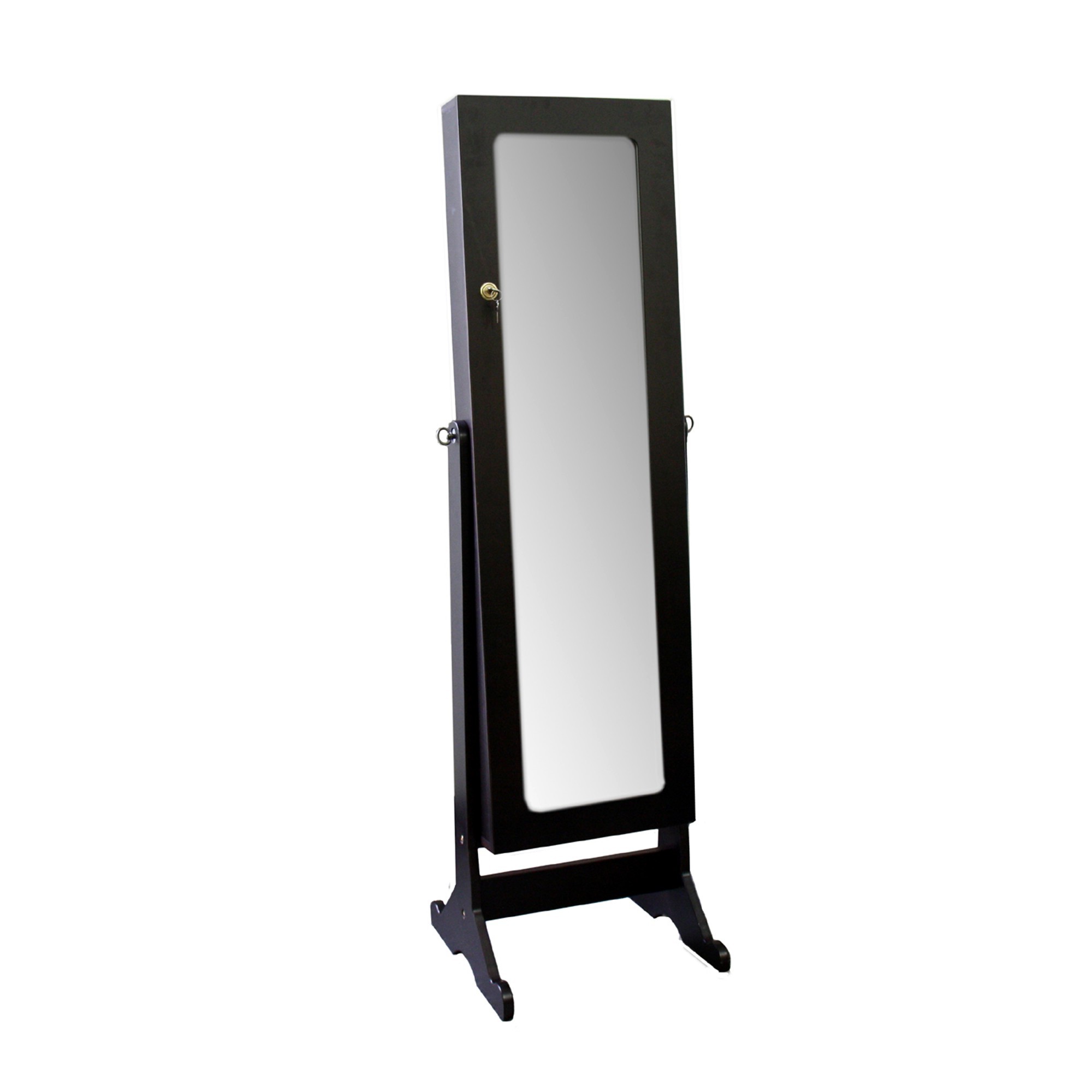 Universal Brown Standing Mirror with Jewelry Storage
