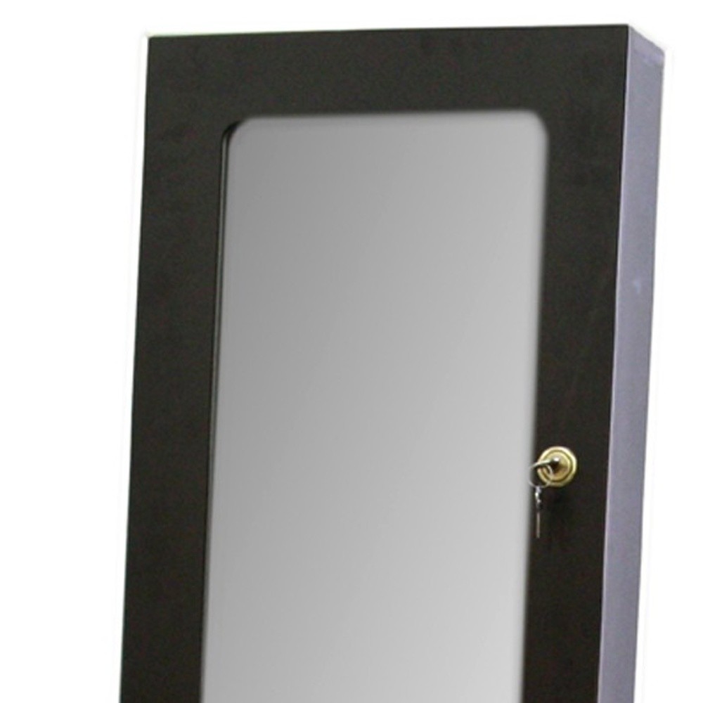 Universal Brown Standing Mirror with Jewelry Storage