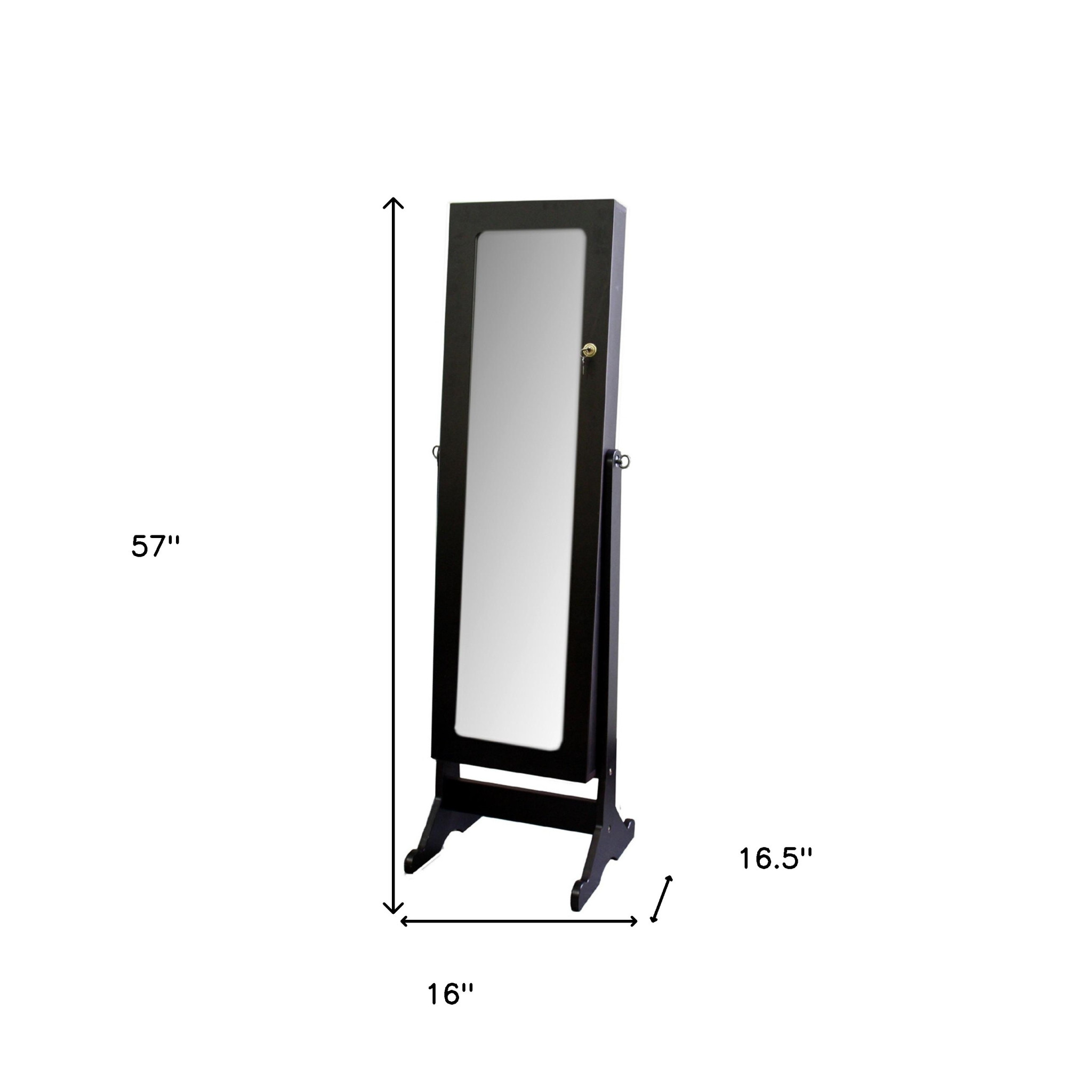 Universal Brown Standing Mirror with Jewelry Storage