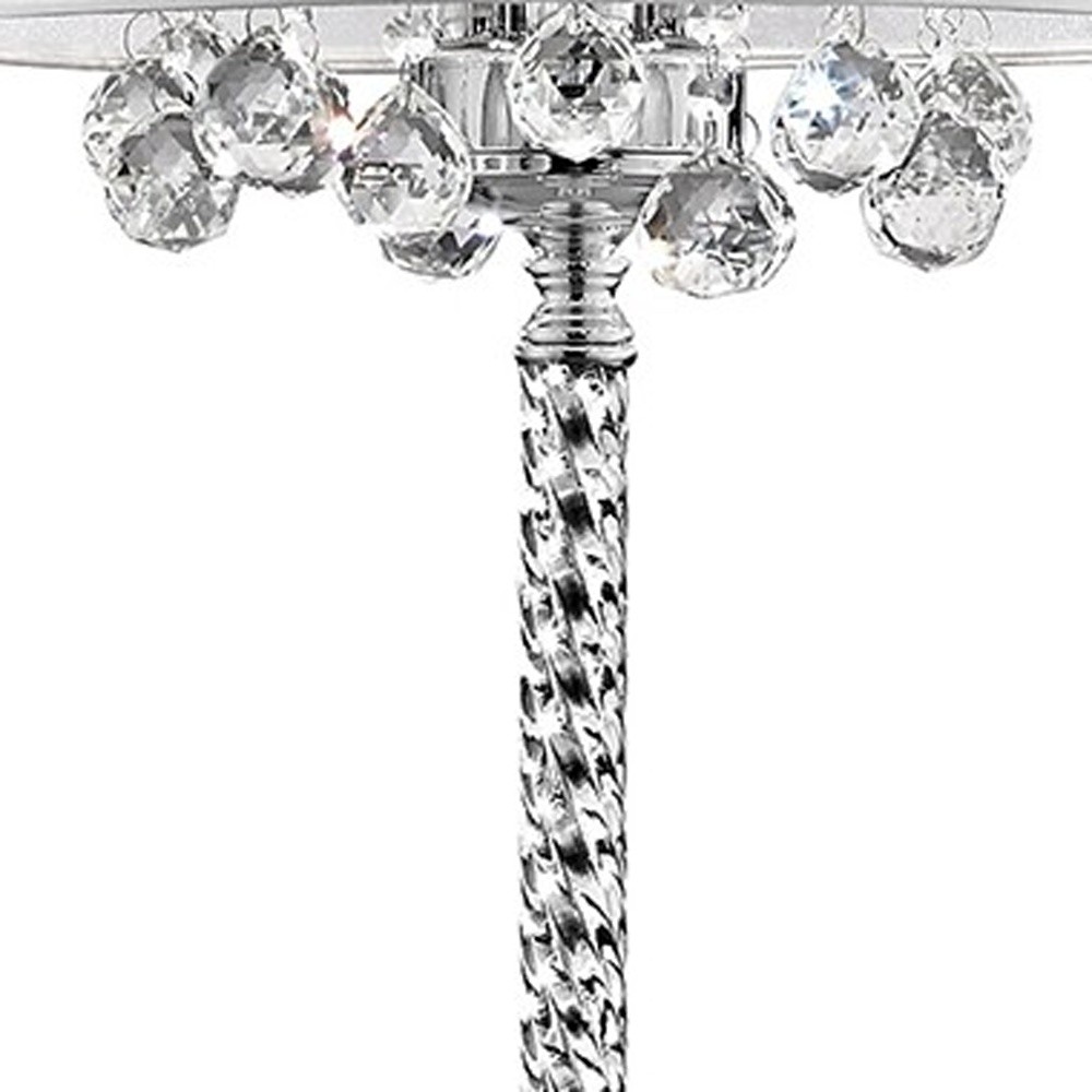 Chic Silver Floor Lamp with Crystal Accents and Silver Shade