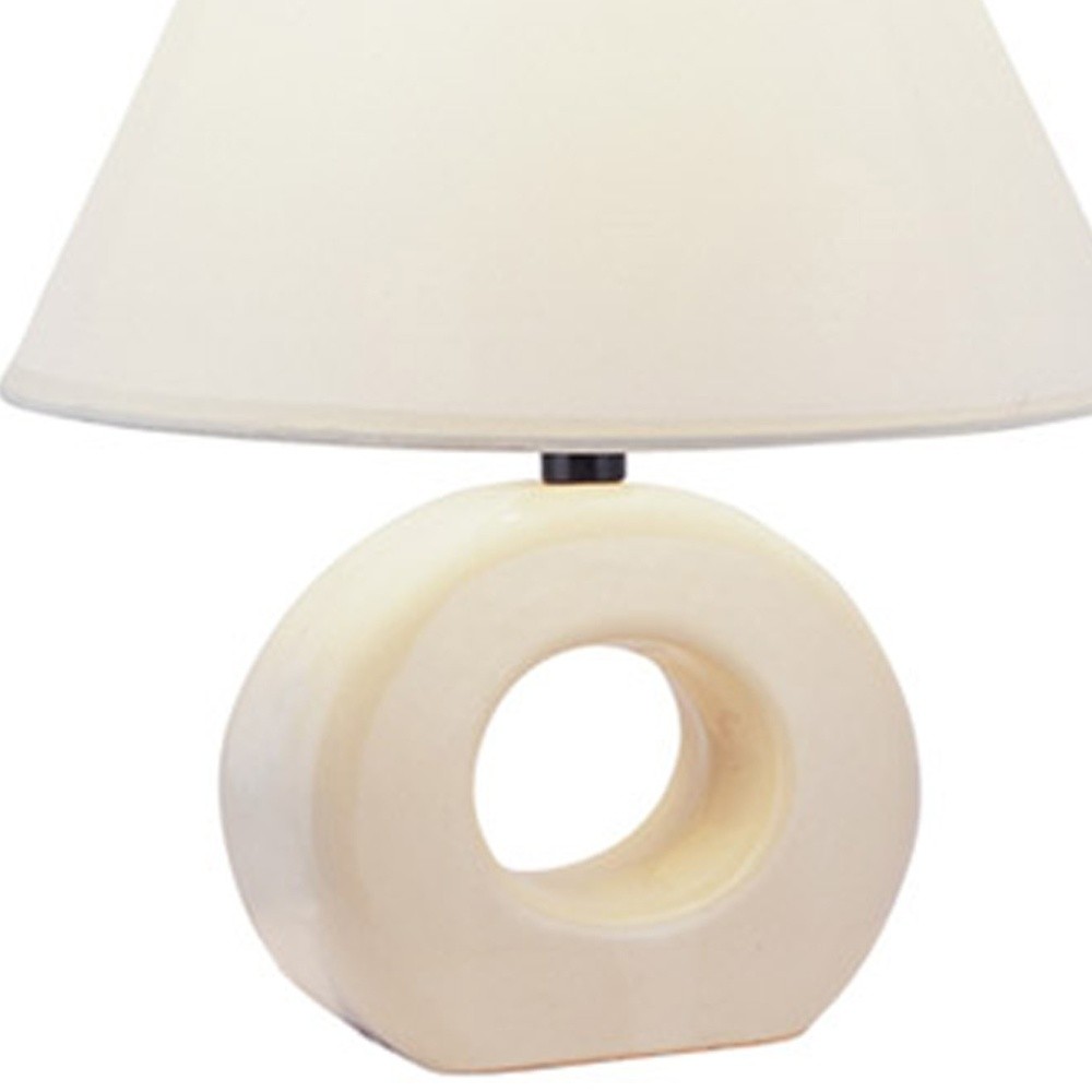 Contempo Geo Circle Beige Certamic Table Lamp