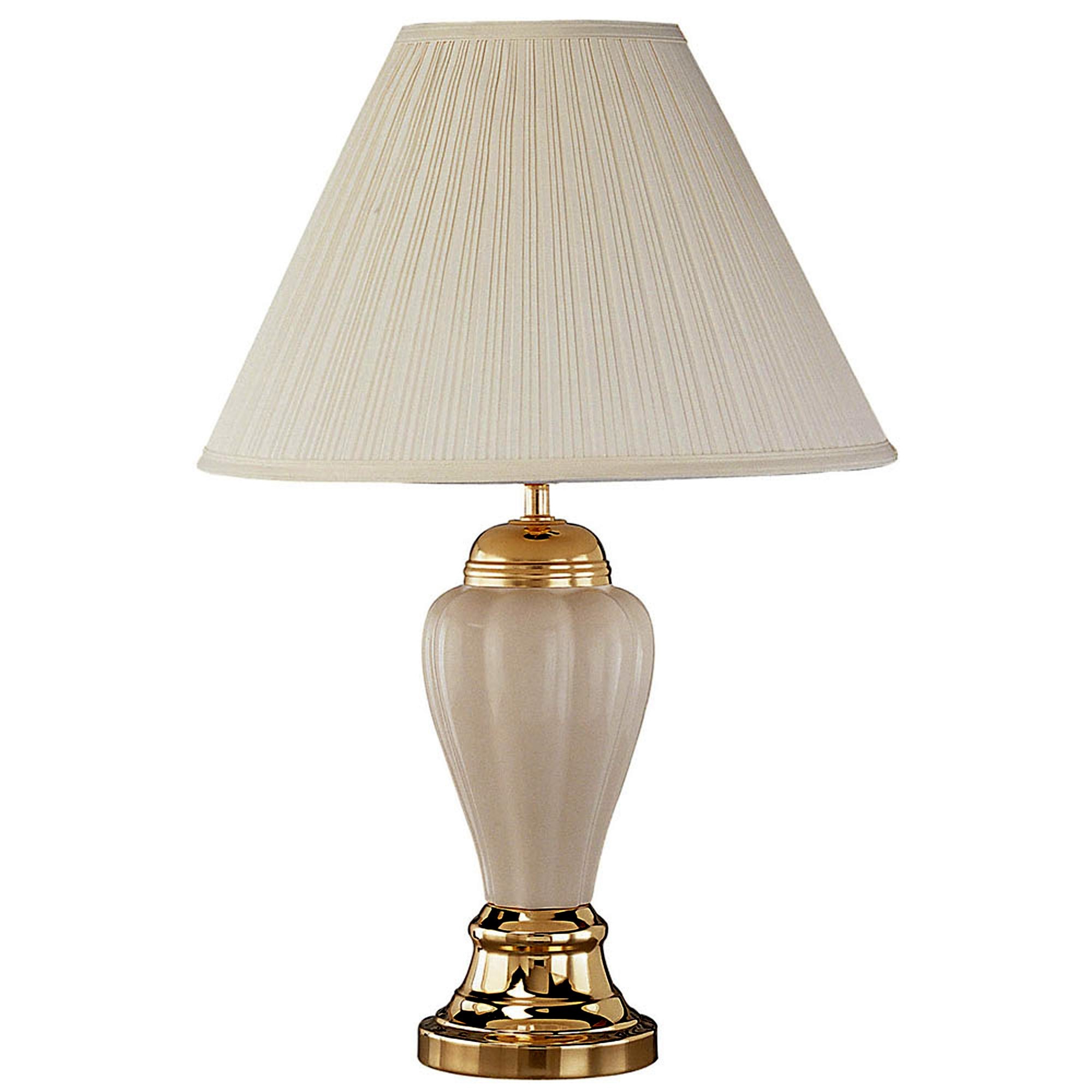 27" Beige Ceramic Bedside Table Lamp With Off-White Shade-468527-1