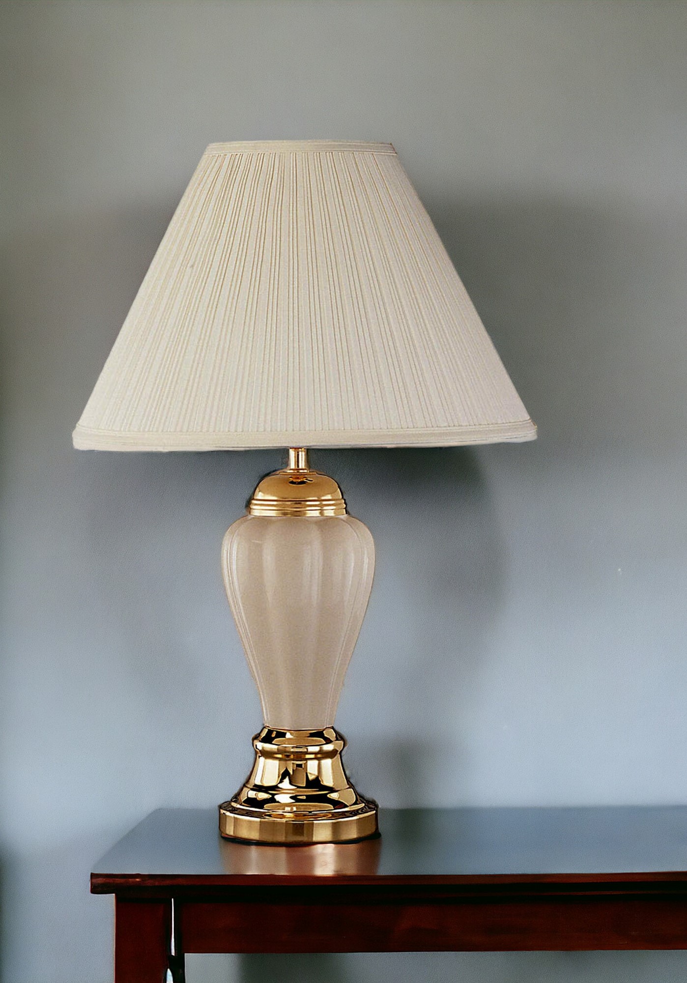 27" Ivory and Gold Ceramic Urn Table Lamp With Off White Empire Shade-468527-1