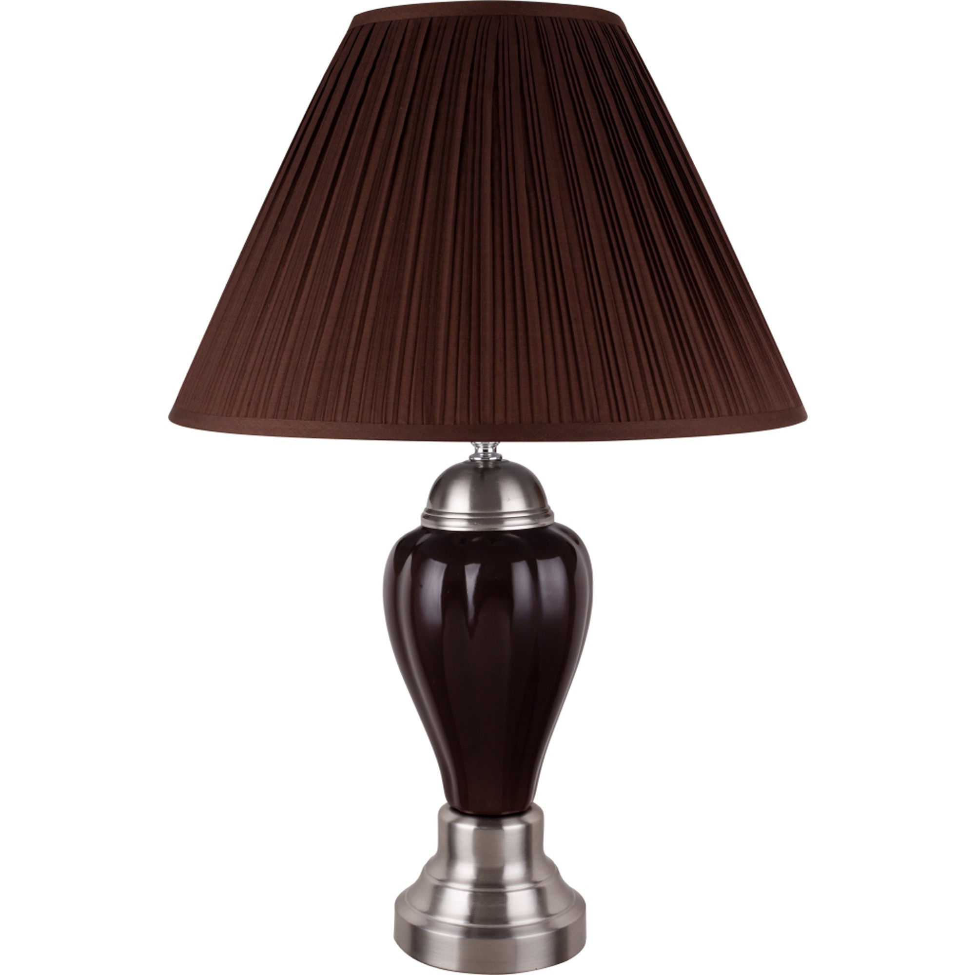 27" Brown Ceramic Bedside Table Lamp With Brown Shade-468529-1