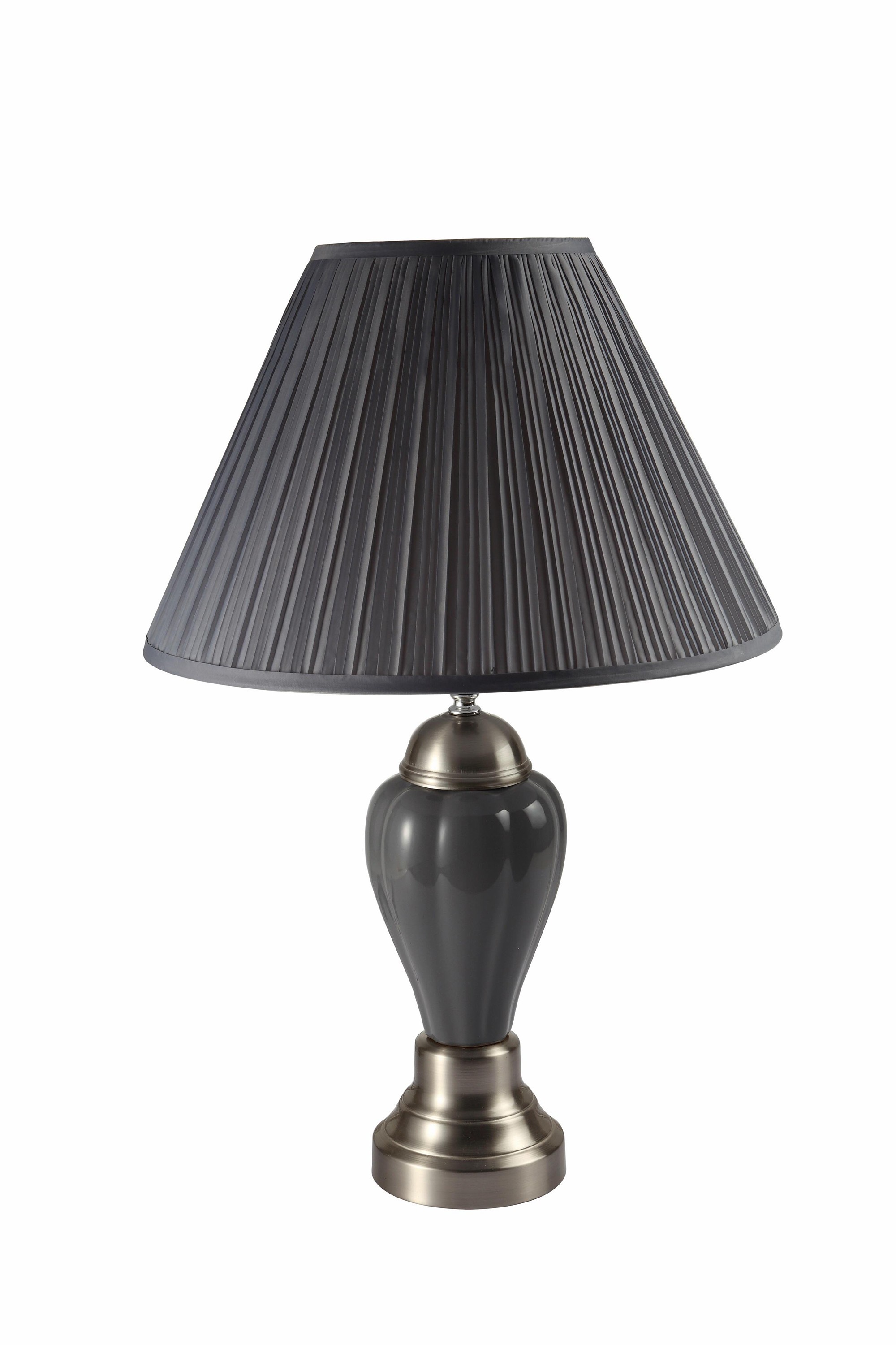 27" Gray Metal Bedside Table Lamp With Gray Shade-468530-1