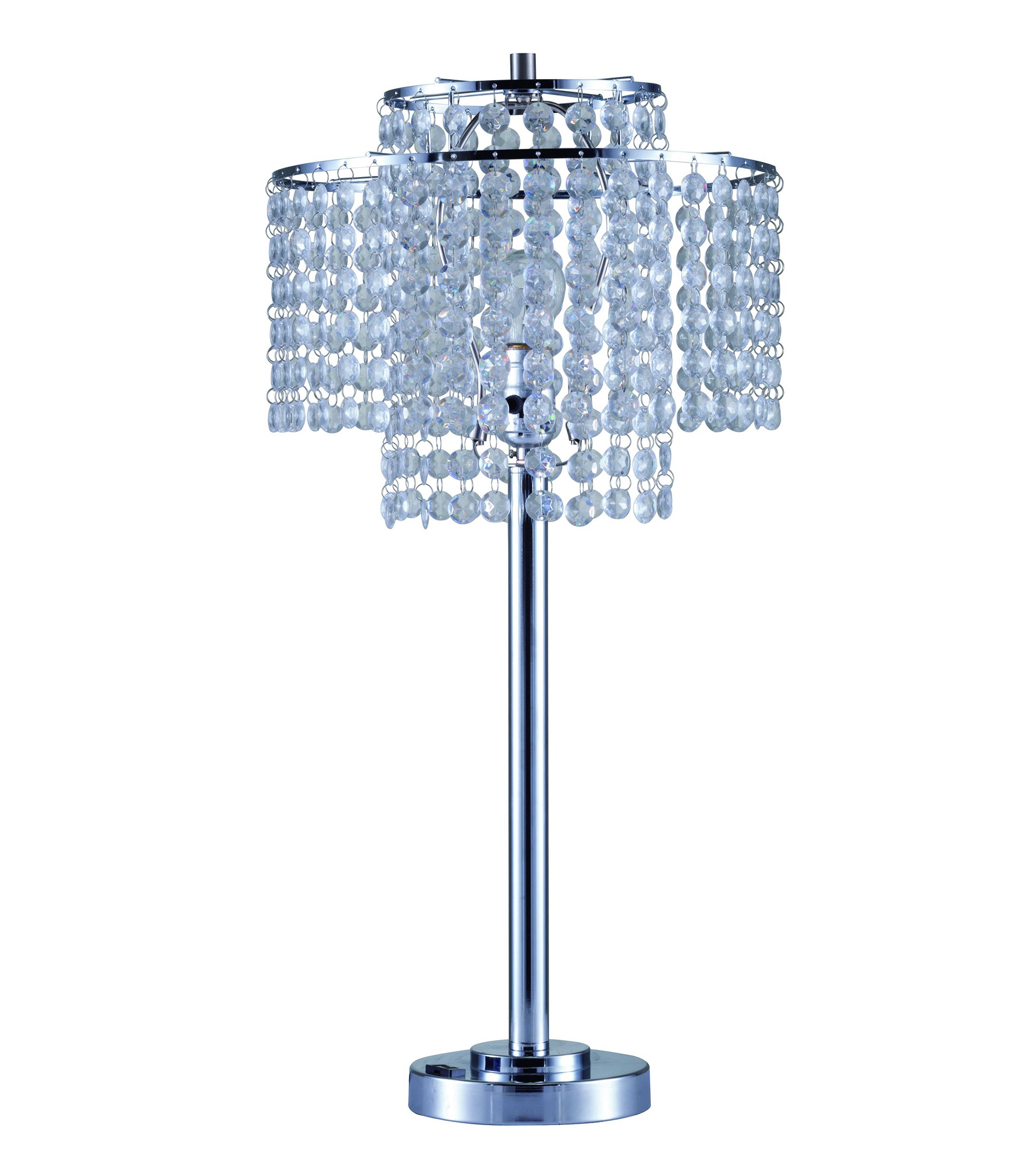 26"" Silver Glam Two Tier Chandelier Usb Table Lamp