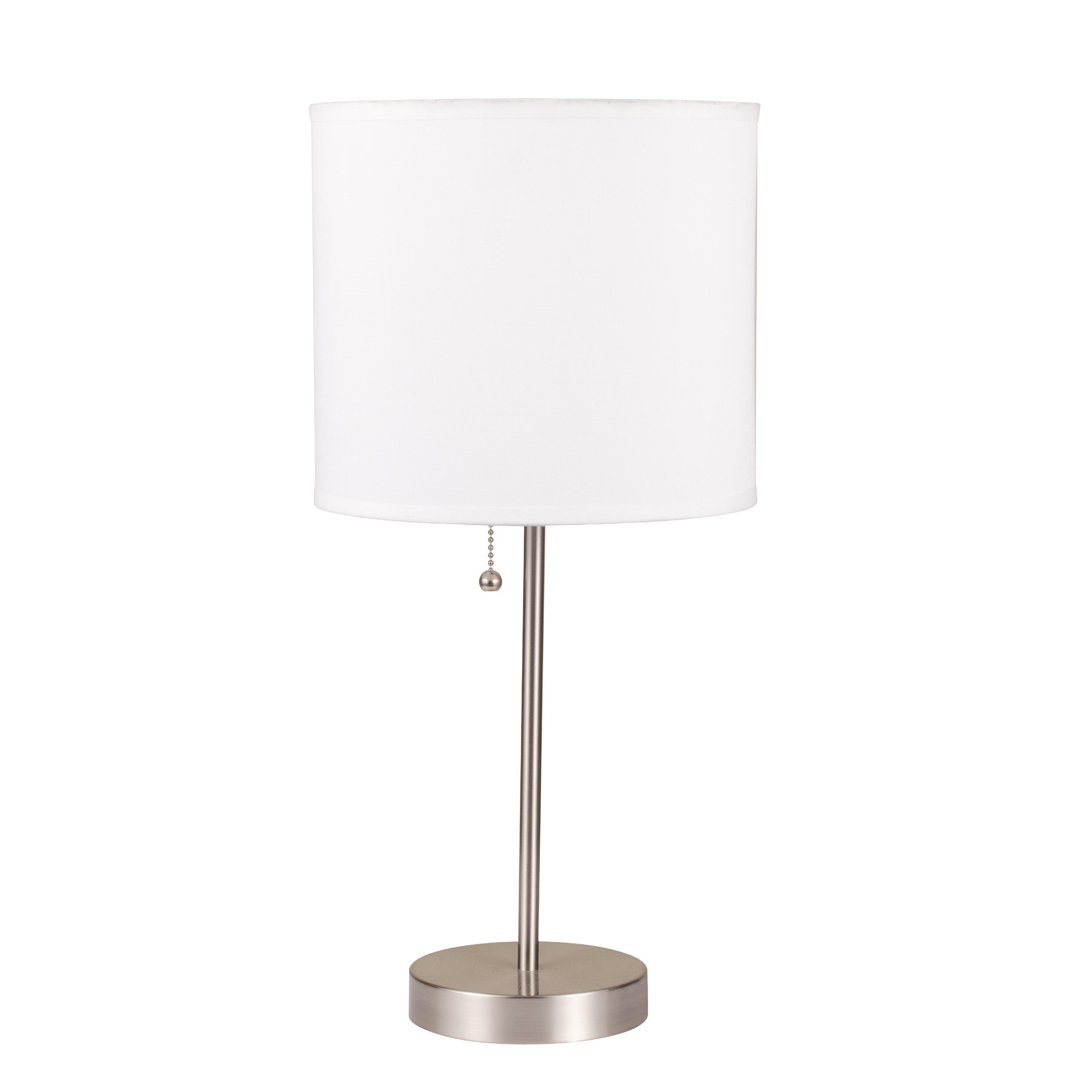 20" Silver Metal Candlestick Table Lamp With White Classic Drum Shade-468592-1