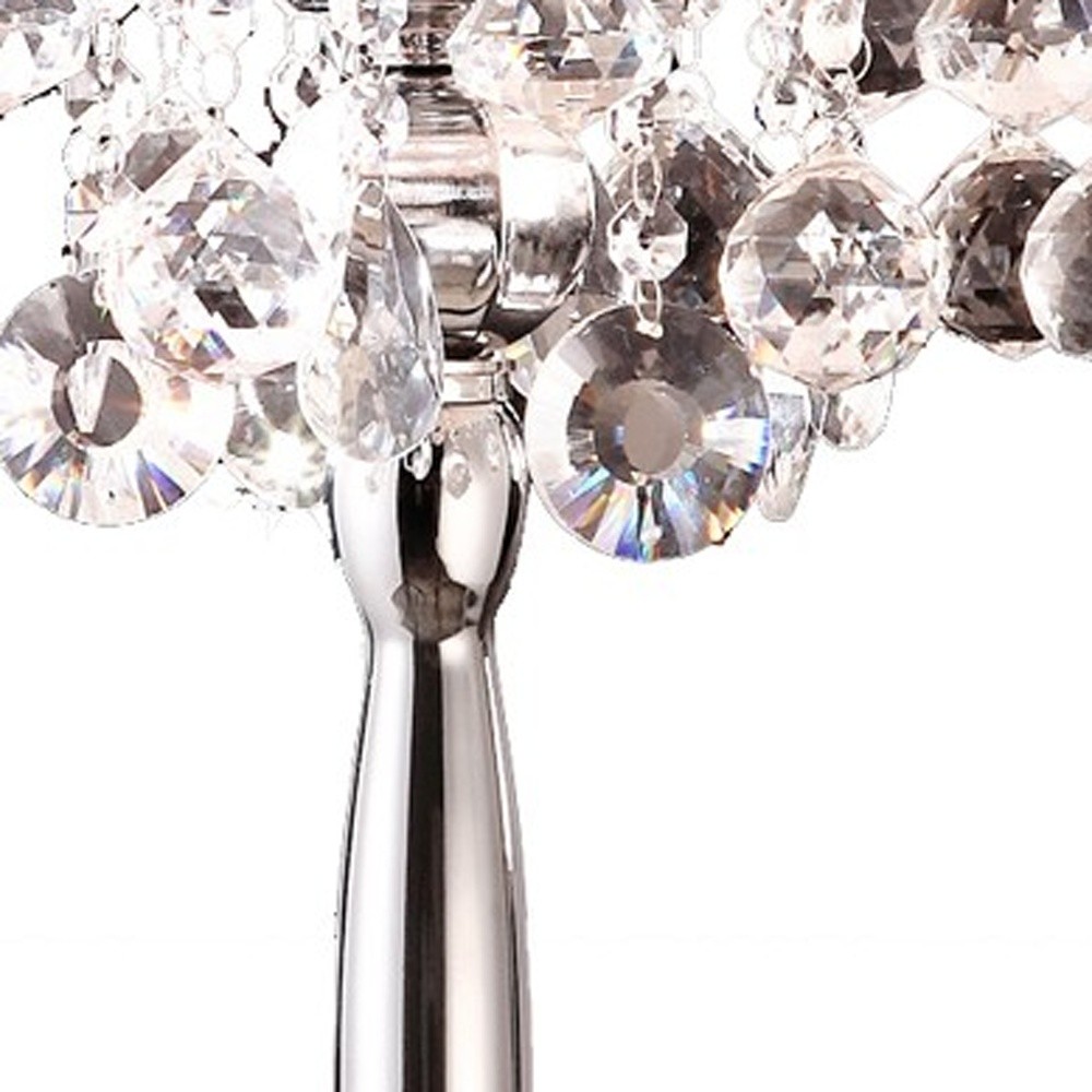 Glam Silver Chandelier Faux Crystal Table Lamp