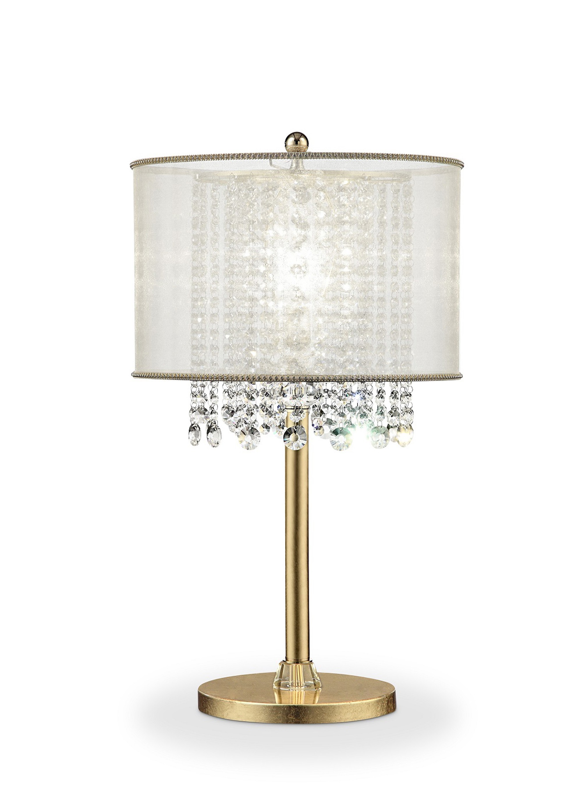 Primo Gold Finish Table Lamp with Crystal Accents and White Shade