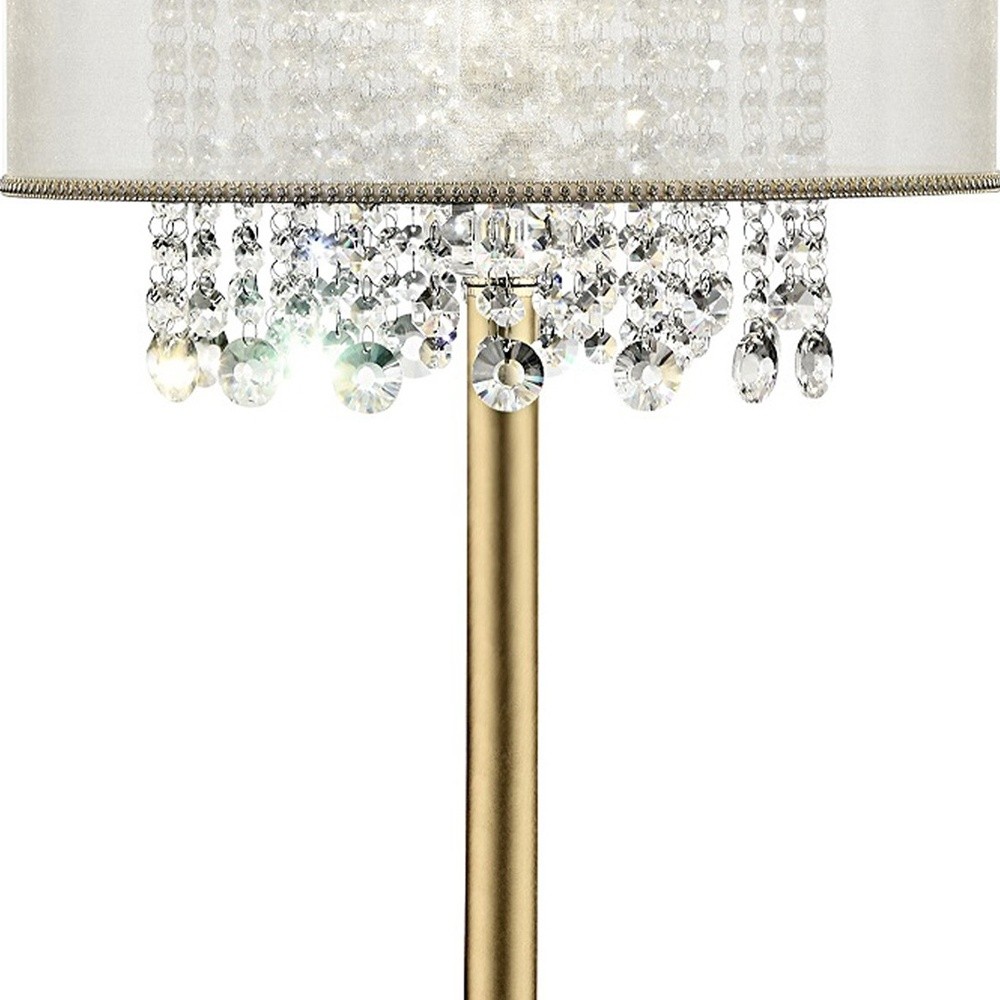 Primo Gold Finish Table Lamp with Crystal Accents and White Shade