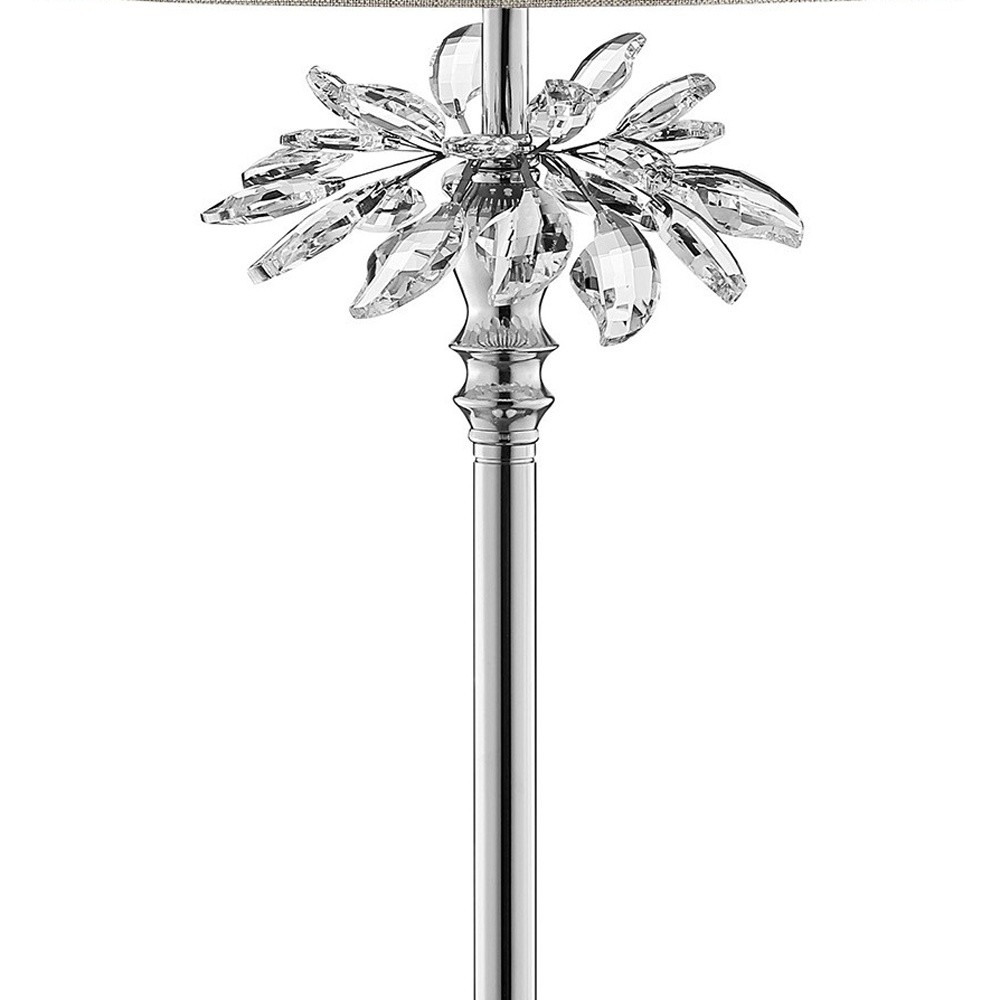 Silver Chrome Tall Table Lamp with Starburst Crystals