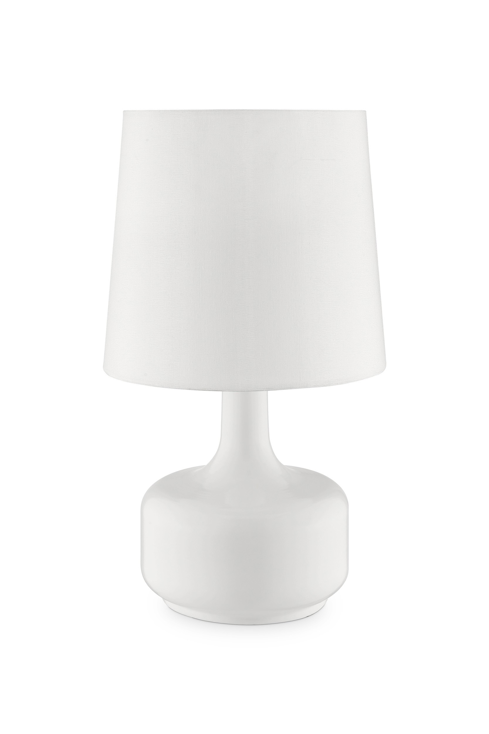 17" White Metal Bedside Table Lamp With Off-White Shade-468691-1