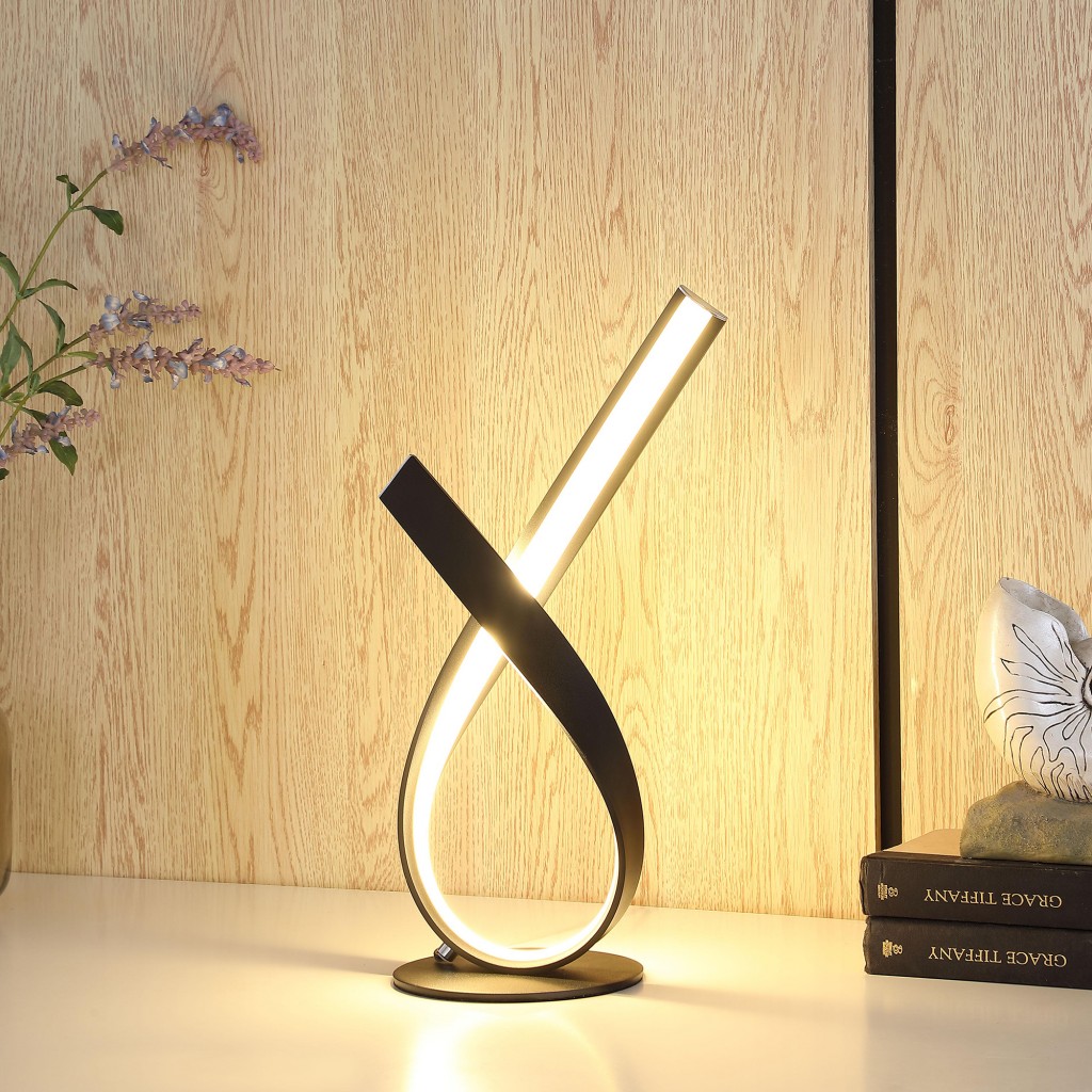 17 Black Abstract Ribbon Metal Lamp With Uv Light