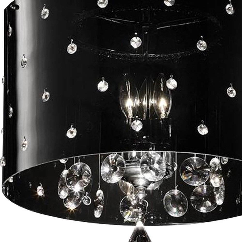 Modern Black Metal Shade and Faux Crystals Hanging Ceiling Lamp