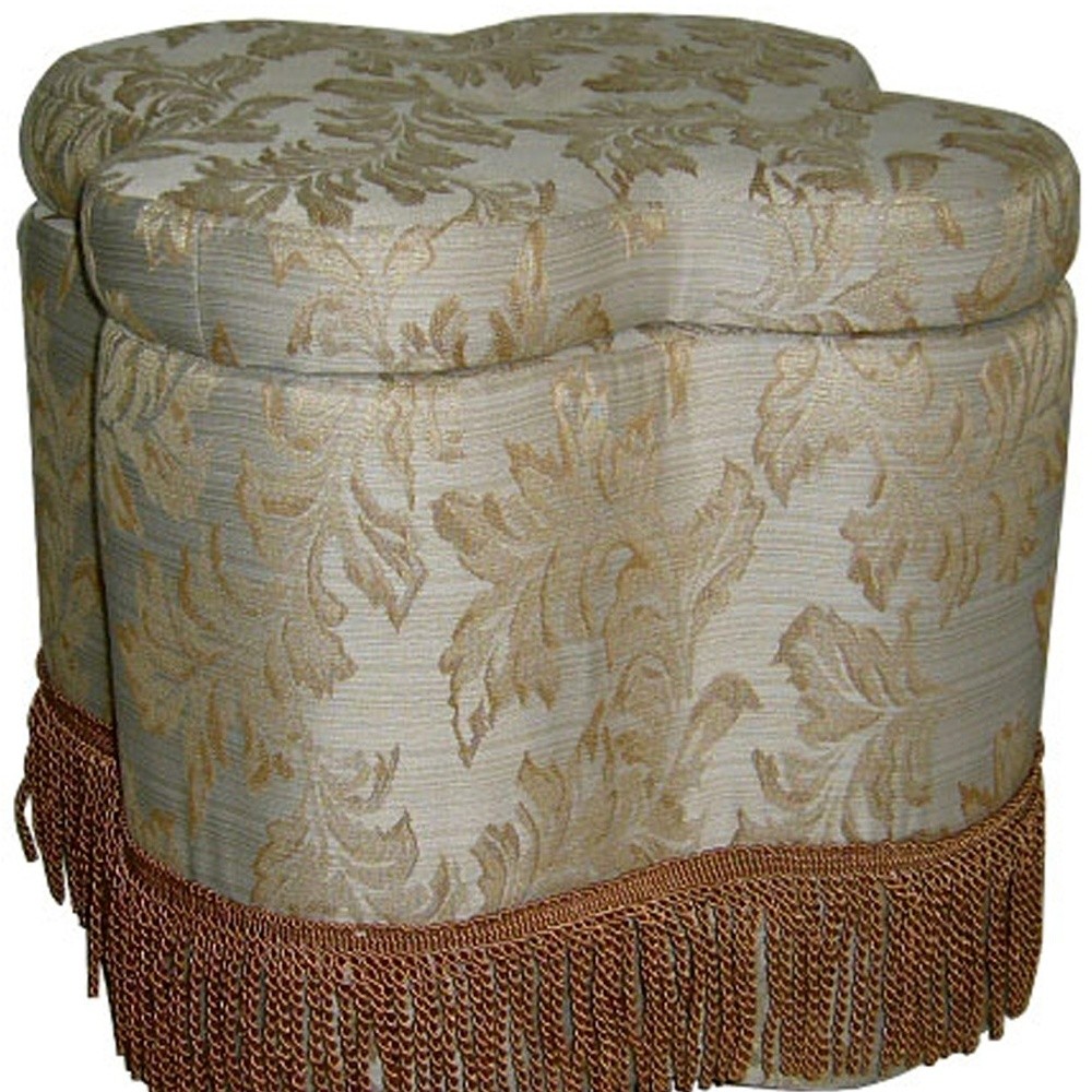 Scalloped Floral Ottoman with Storage