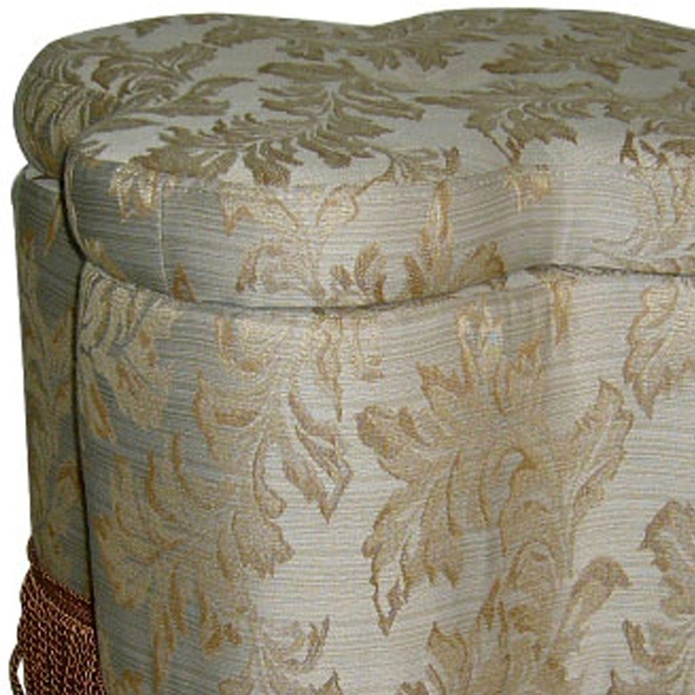 Scalloped Floral Ottoman with Storage