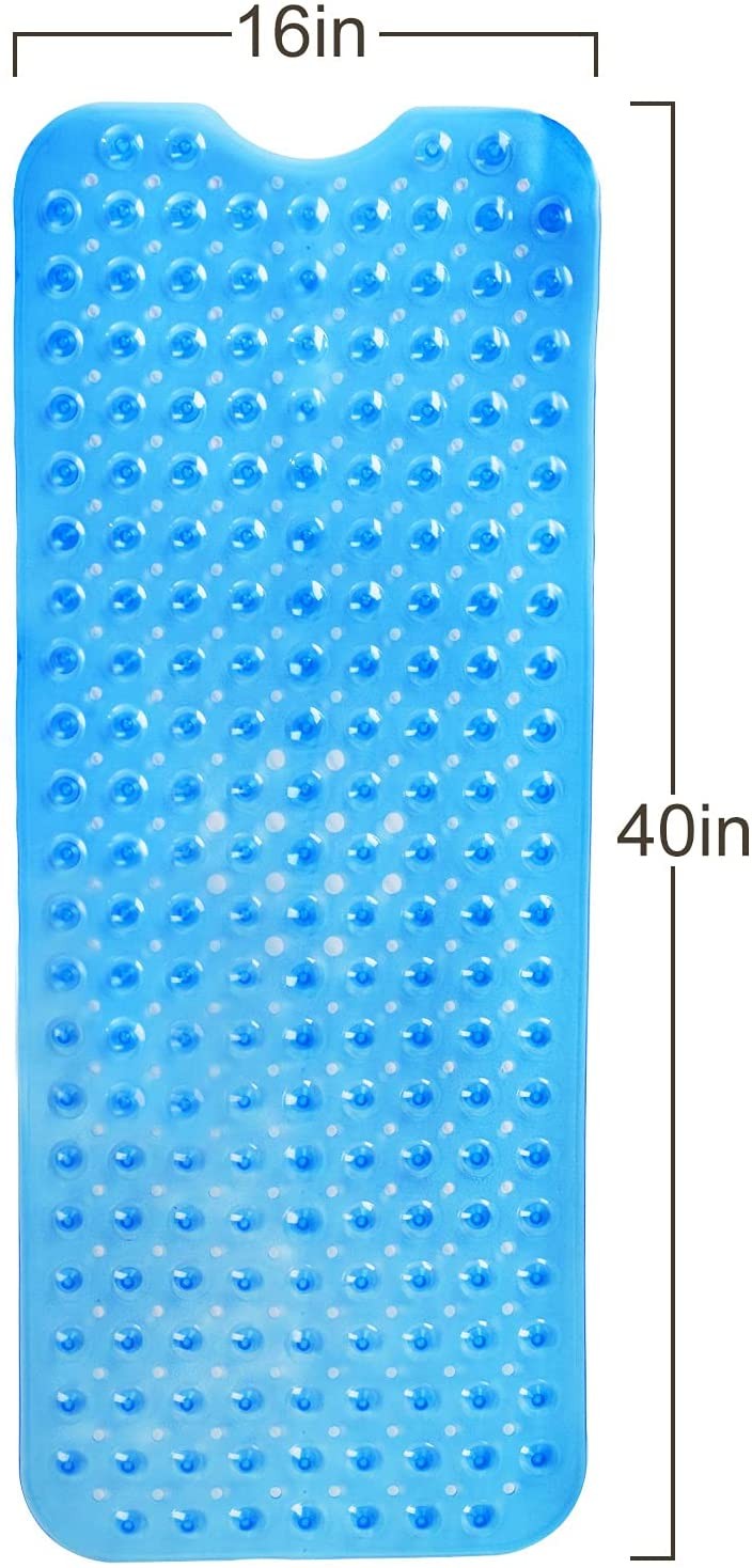 Clear Blue Oval Non Slip Bath Mat