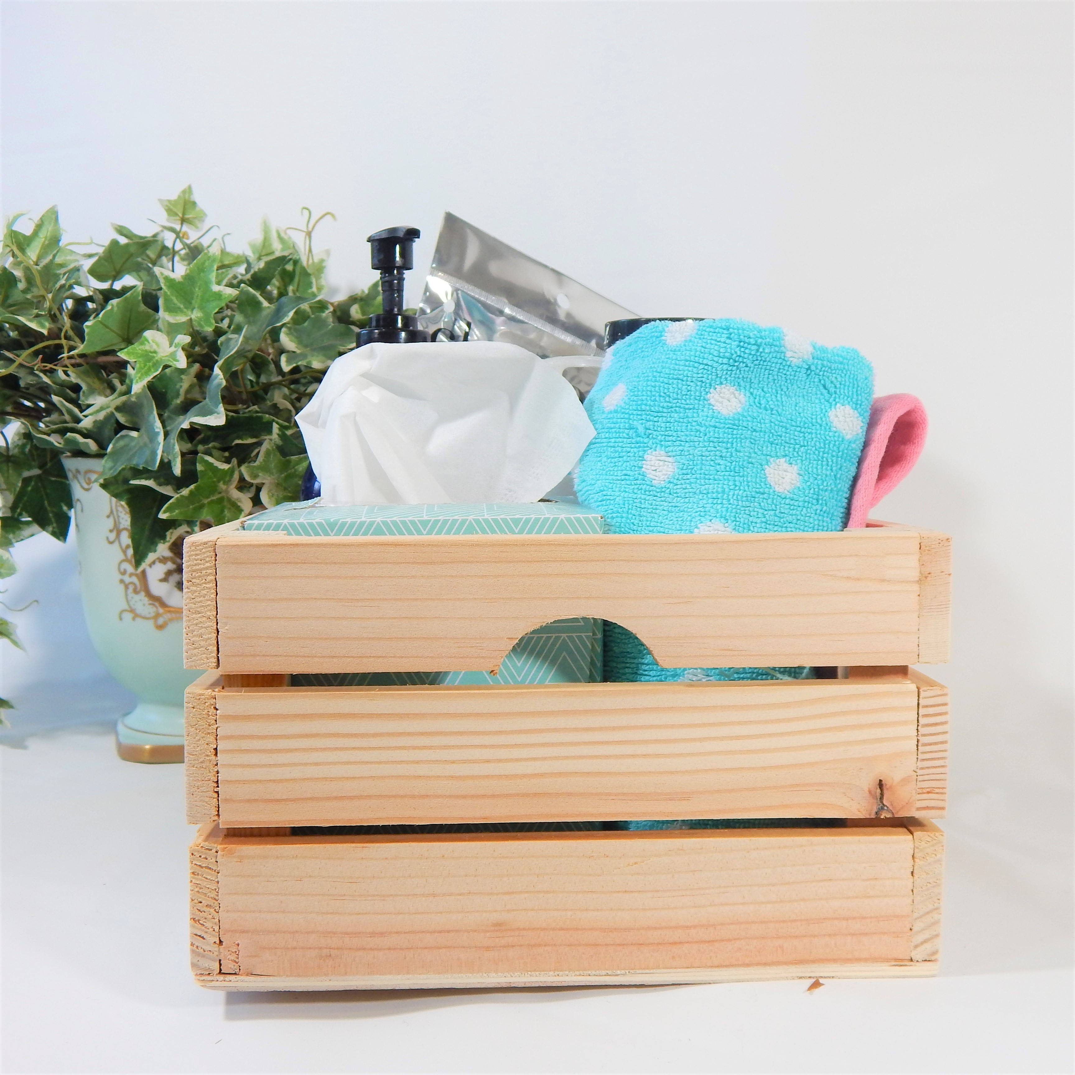 12" Organic Natural Distressed Wood Stacking Milk Crate