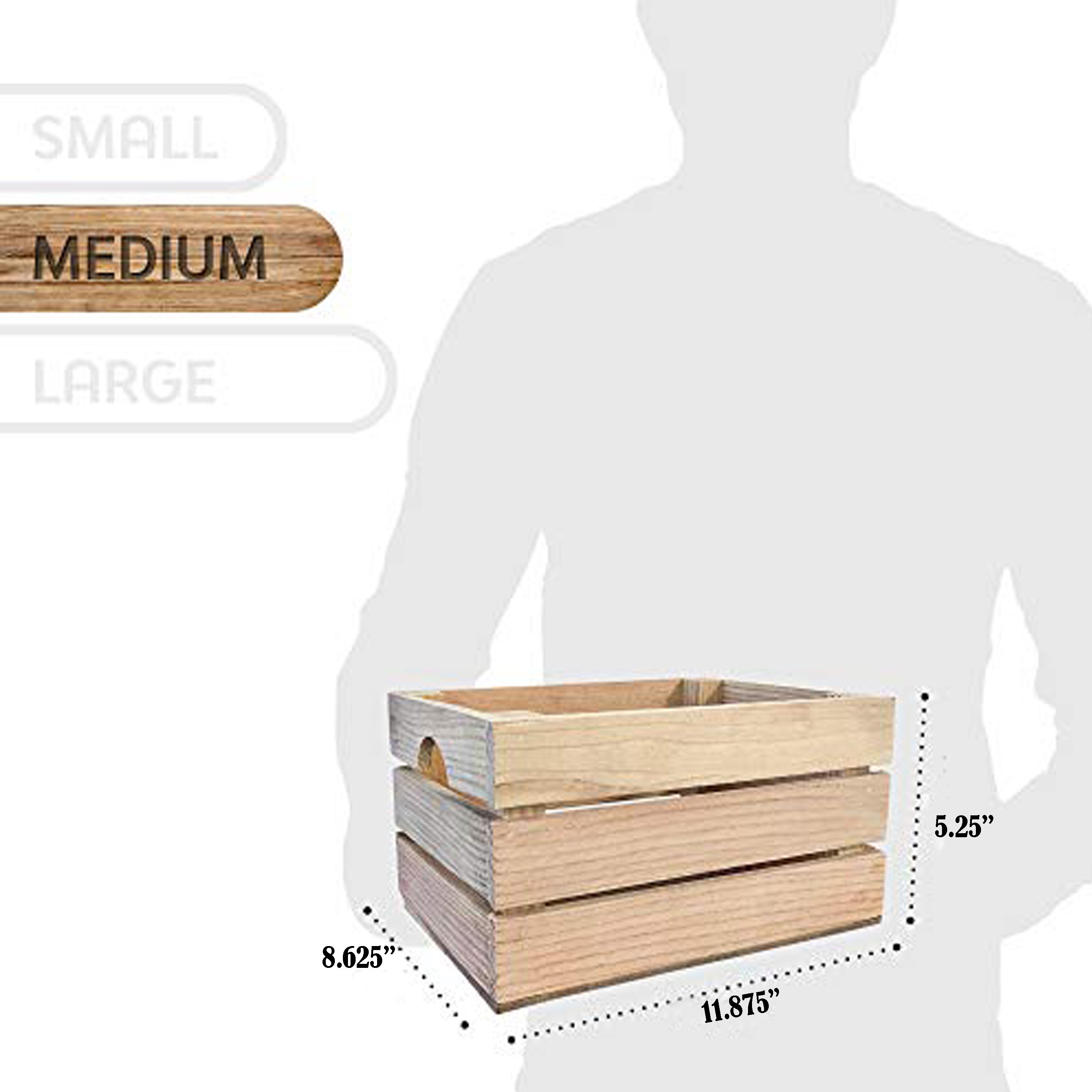 12" Organic Natural Distressed Wood Stacking Milk Crate