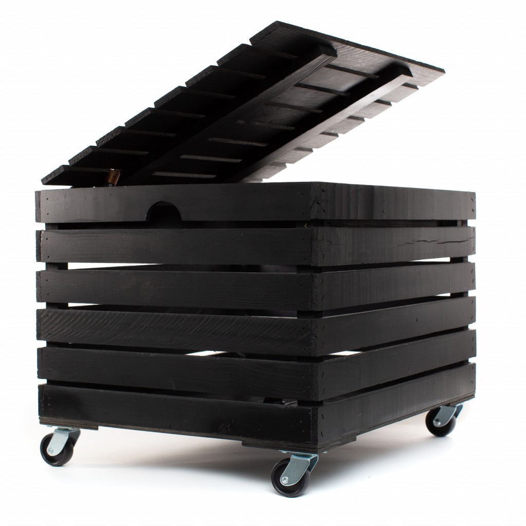 18" Chic Black Crate Rolling File Cabinet Storage Box