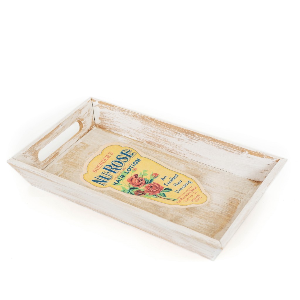15" Organic French Vintage Style Nu Rose Natural Wood Tray