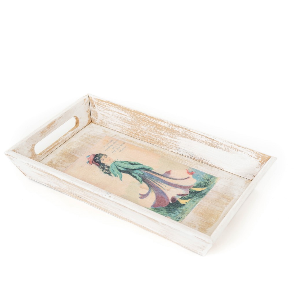15" Organic Vintage Advert Style Tip Top Soap Natural Wood Tray
