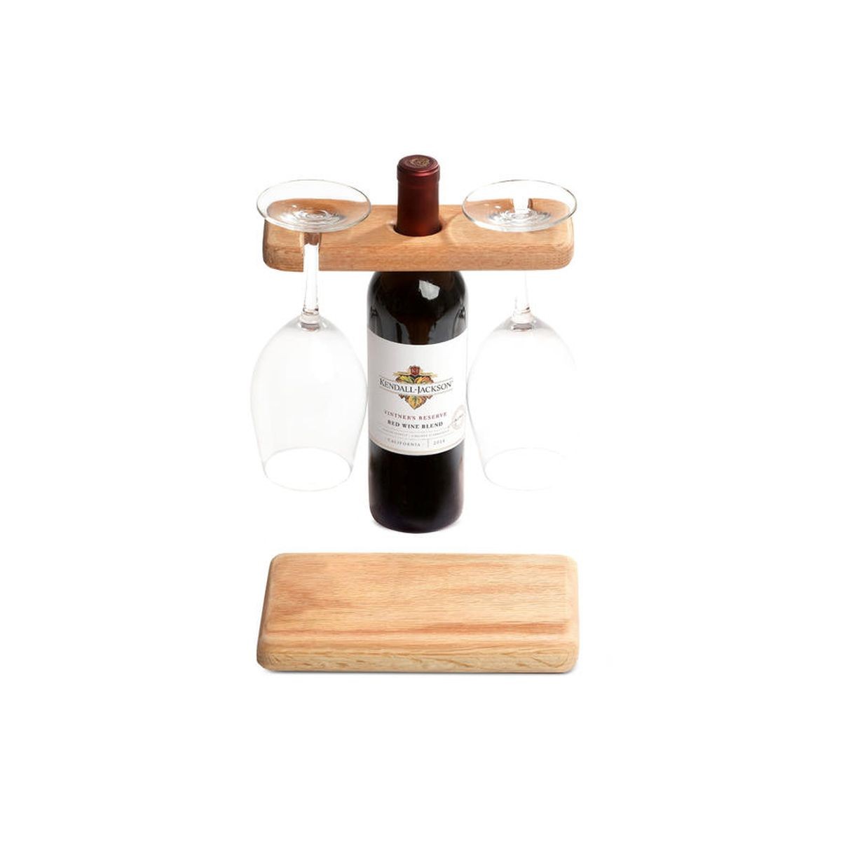 Handmade Wood Chese Board with Wine Bottle and Glasses Holder