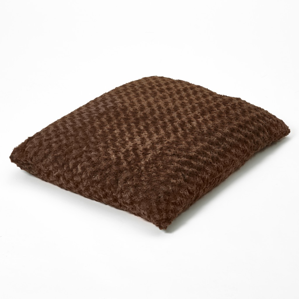 Brown 2' x 3' Lux Faux Fur Rectangle Pet Bed