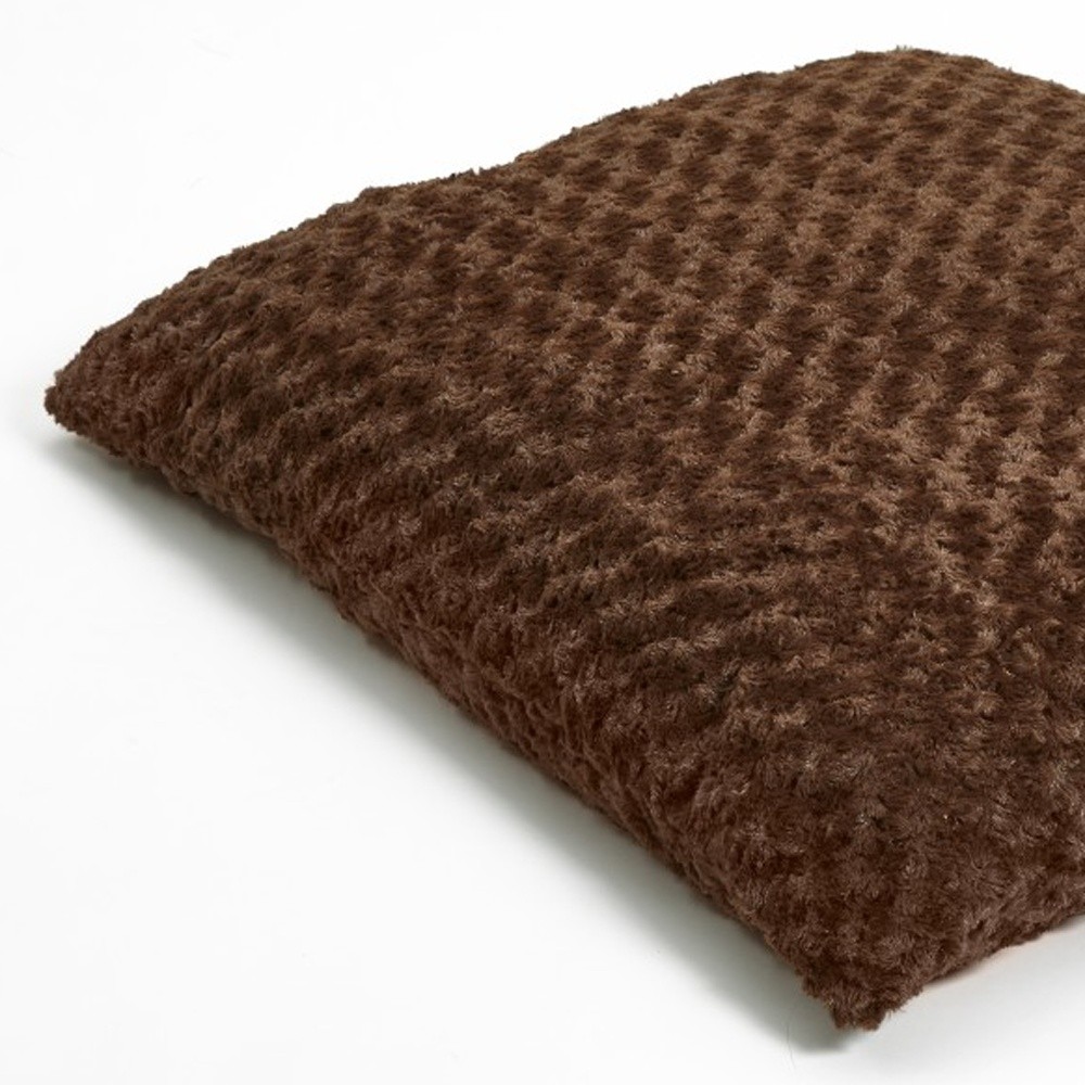 Brown 2' x 3' Lux Faux Fur Rectangle Pet Bed