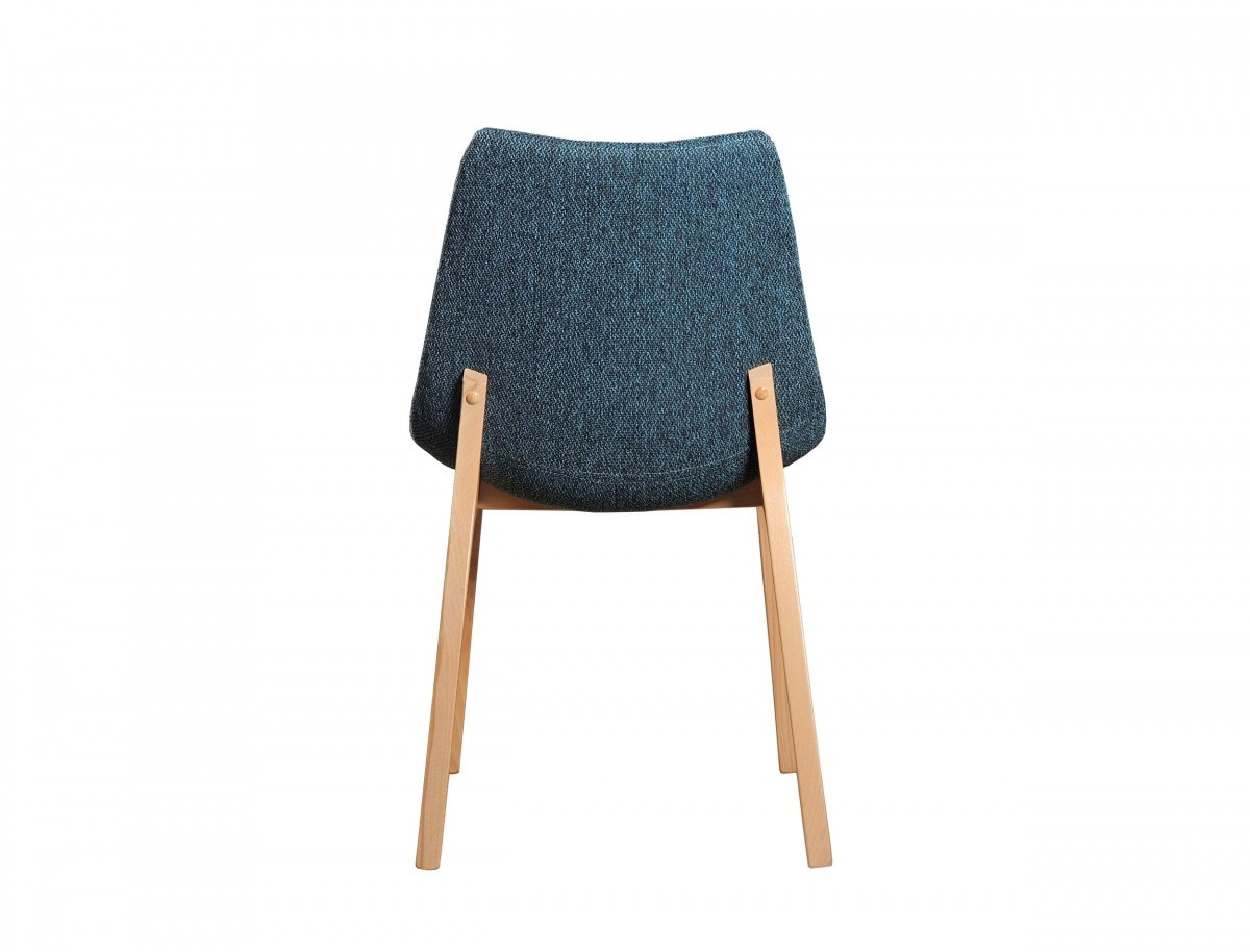 Set of Two Blue Fabric Dining Chairs