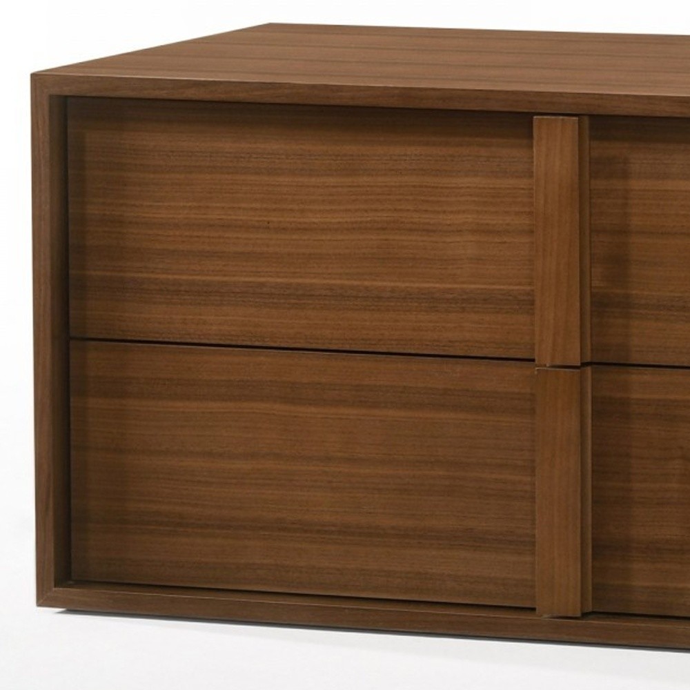 Modern Walnut Nightstand with Two Integrated Drawers