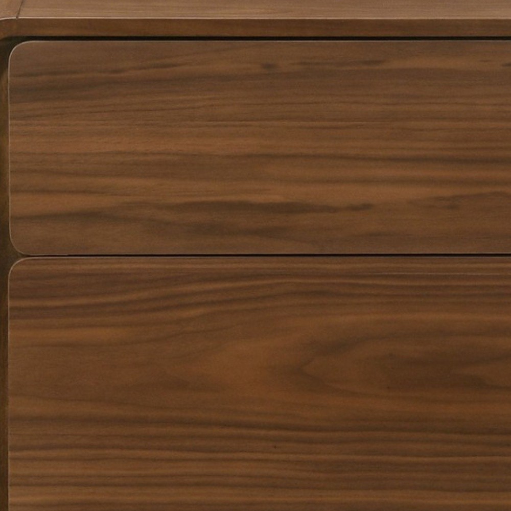 Modern Walnut Brown Nightstand with Two Drawers