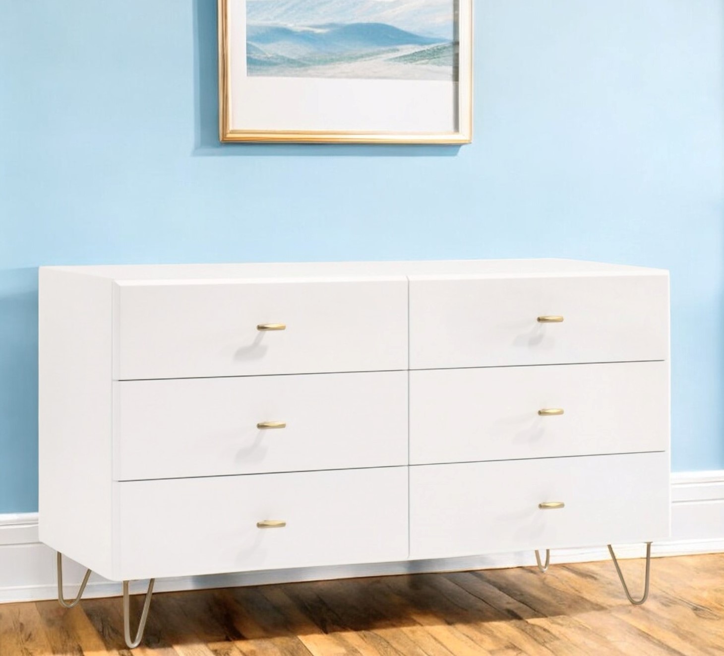 51" White Manufactured Wood Six Drawer Double Dresser-473095-1
