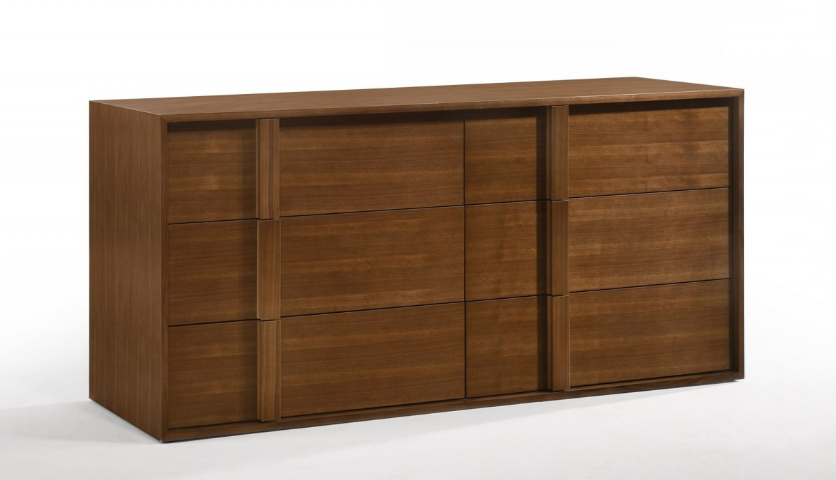 65" Walnut Solid Wood Six Drawer Double Dresser-473098-1
