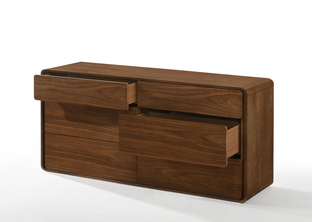 59" Walnut Solid Wood Six Drawer Double Dresser-473103-1