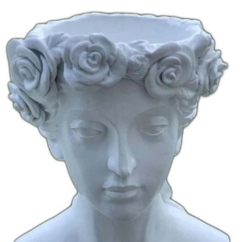 20" White Lady Head Planter Indoor Outdoor Statue