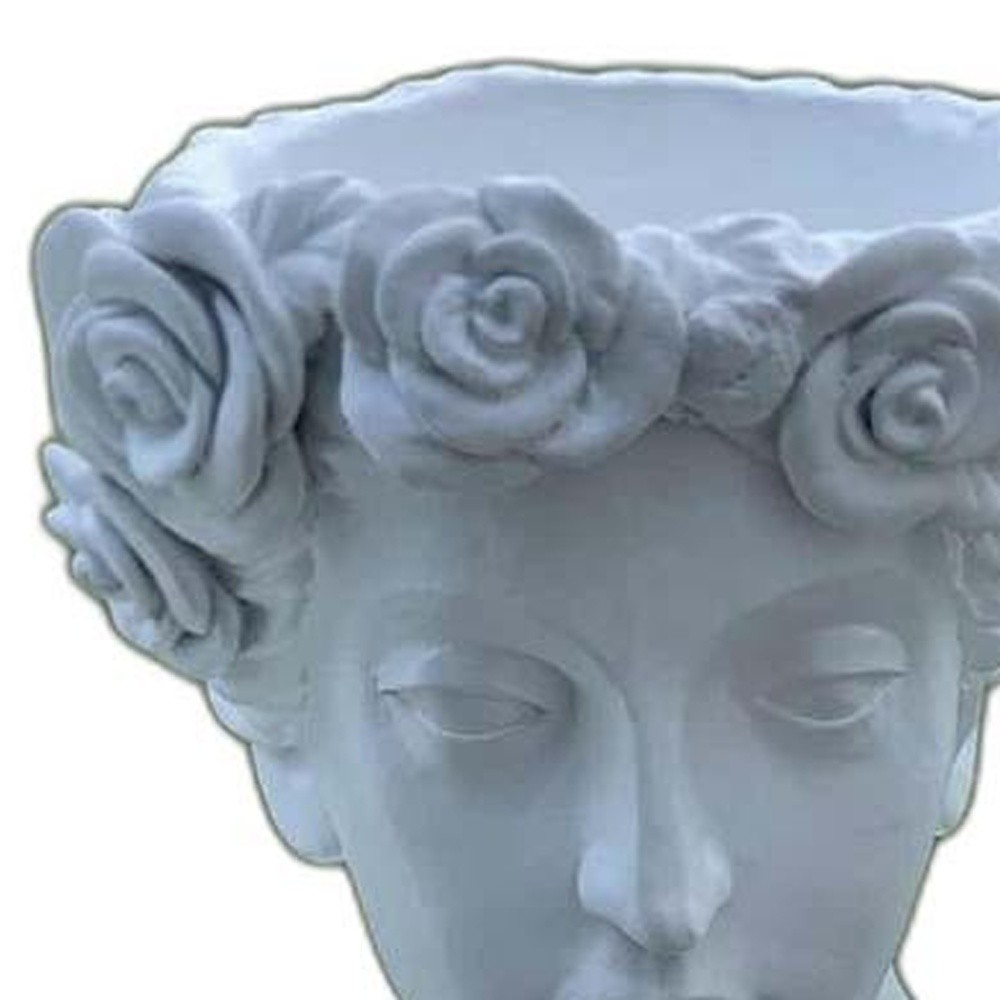 20" White Lady Head Planter Indoor Outdoor Statue